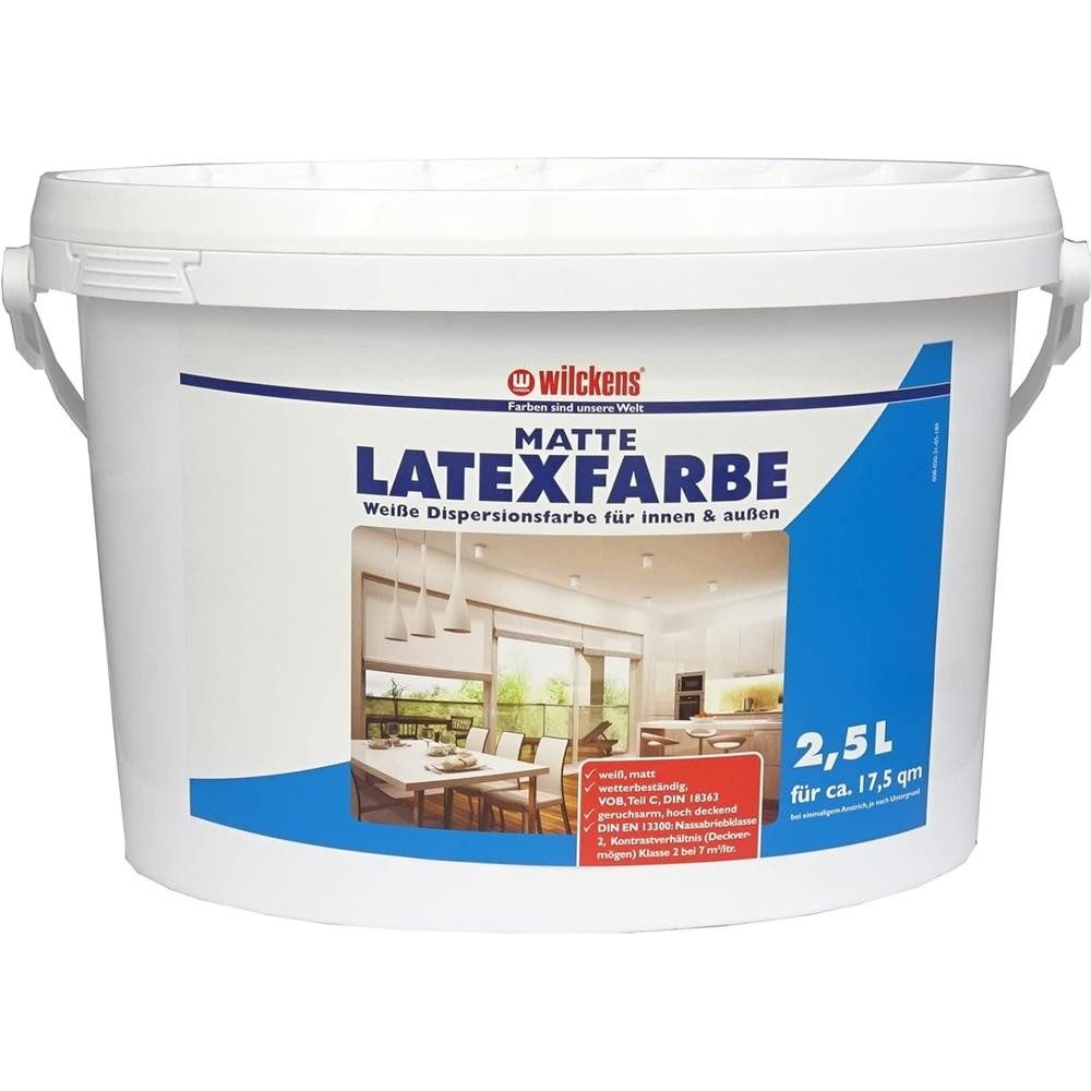 Wilckens Farben Latexfarbe Farbe matt 2,5 L Weiß Innen & Außen