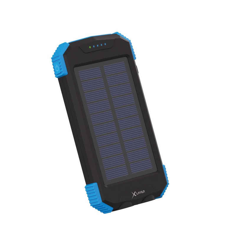 XLAYER Powerbank Plus Solar Wireless (10000mAh) Solarladegerät (Hochwertiges Solar-Panel und induktive Ladefläche)
