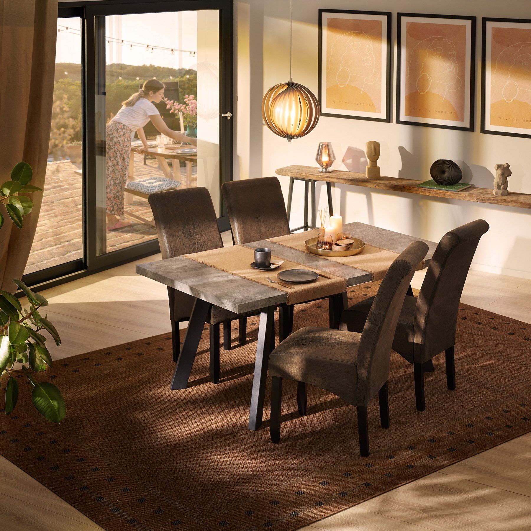 Gepolstert Esszimmerstühle, massives 2 ergonomisch, cappuccino Set, (2er St), tectake Esszimmerstuhl 2 Hartholz