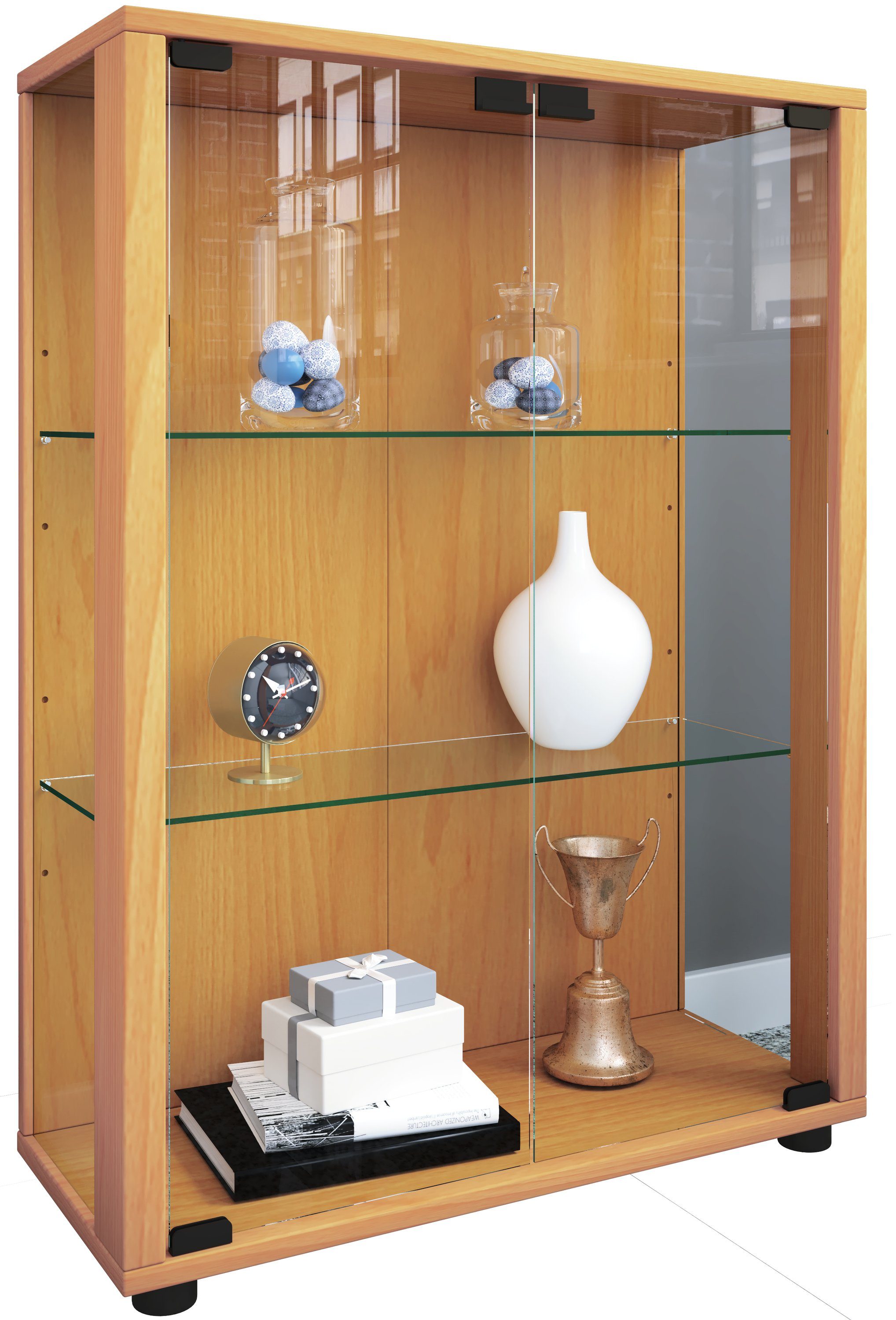 VCM Standvitrine VCM Standvitrine Sintalo 80x60x25 cm (1-St), Glasschrank mit Glastüren aus robustem ESG-Sicherheitsglas