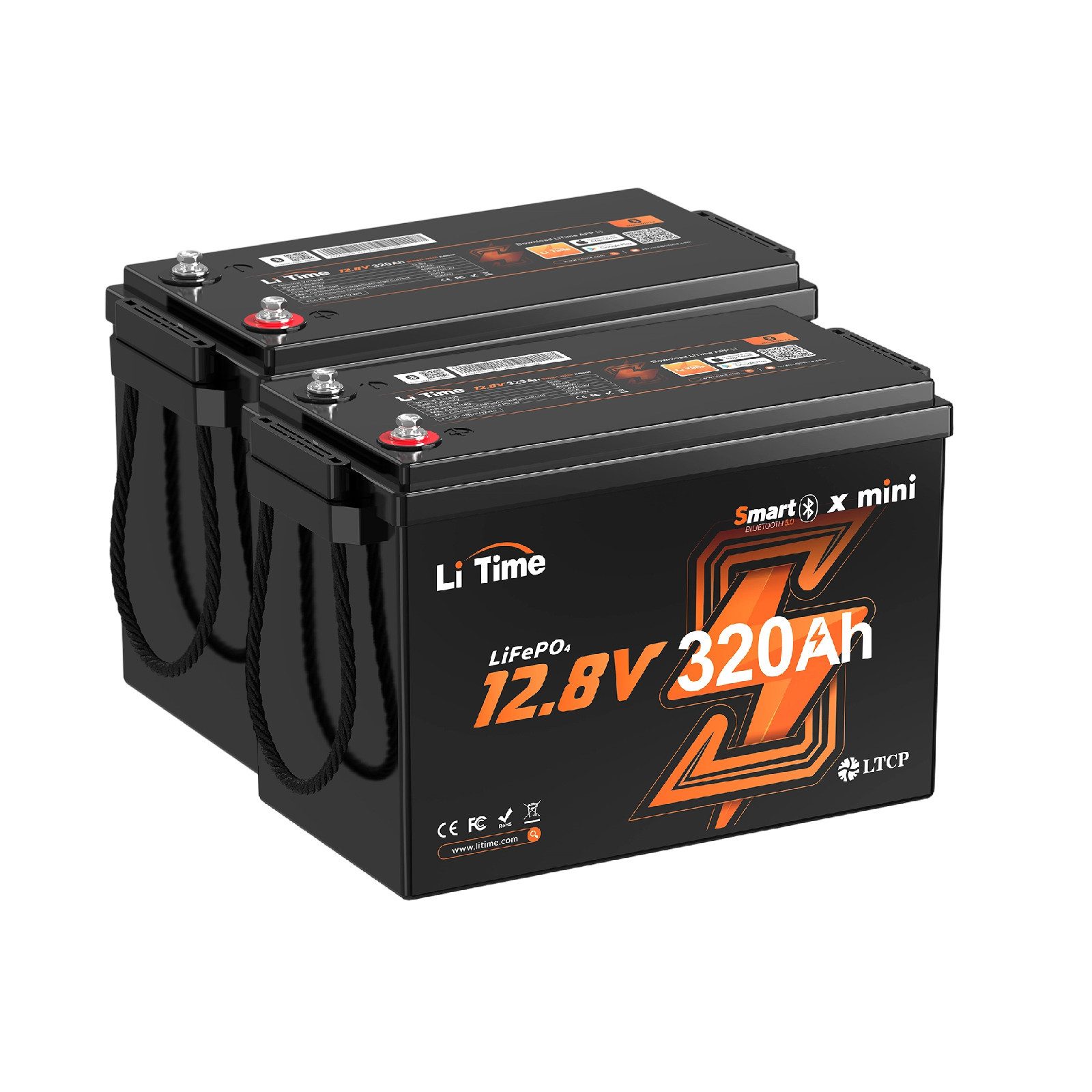 LiTime 12V 320Ah LiFePO4 Batterie W190 mit Bluetooth 4096Wh Solarakkus (12 V), Wiederaufladbar, PV Stromspeicher für Wohnmobile, Inselanlage, Boote
