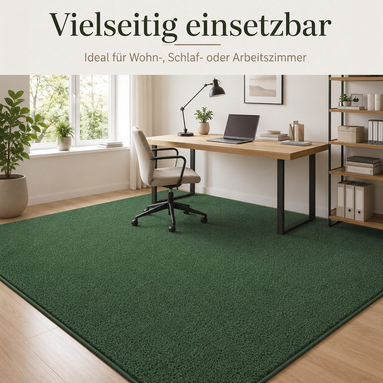 Lochas Designteppich Kurzflor Teppich Uni Schwarz – Weich, rutschfest & waschbar – Bild 2 von 5