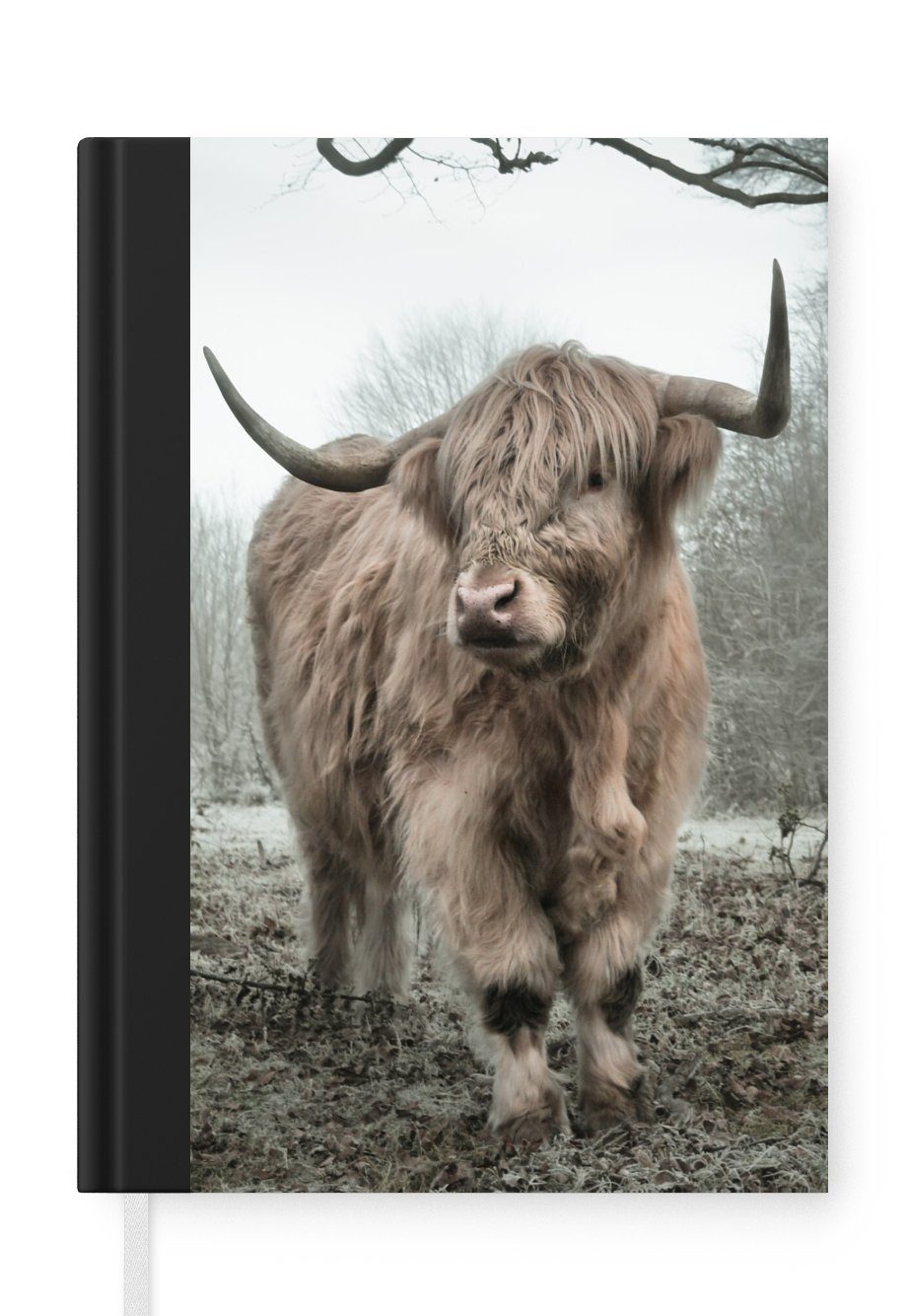 MuchoWow Notizbuch Schottische Highlander - Natur - Herbst - Tiere - Wildtiere - Wald, Journal, Merkzettel, Tagebuch, Notizheft, A5, 98 Seiten, Haushaltsbuch