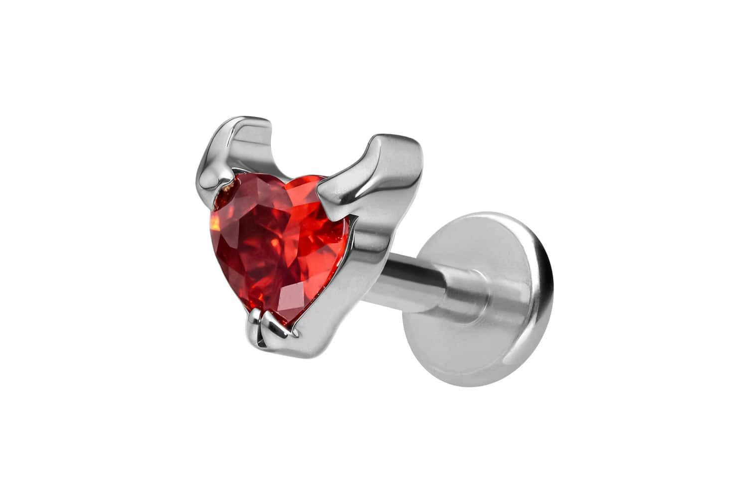 Piercing-Set Titan Labret mit Innengewinde TEUFELSHERZ