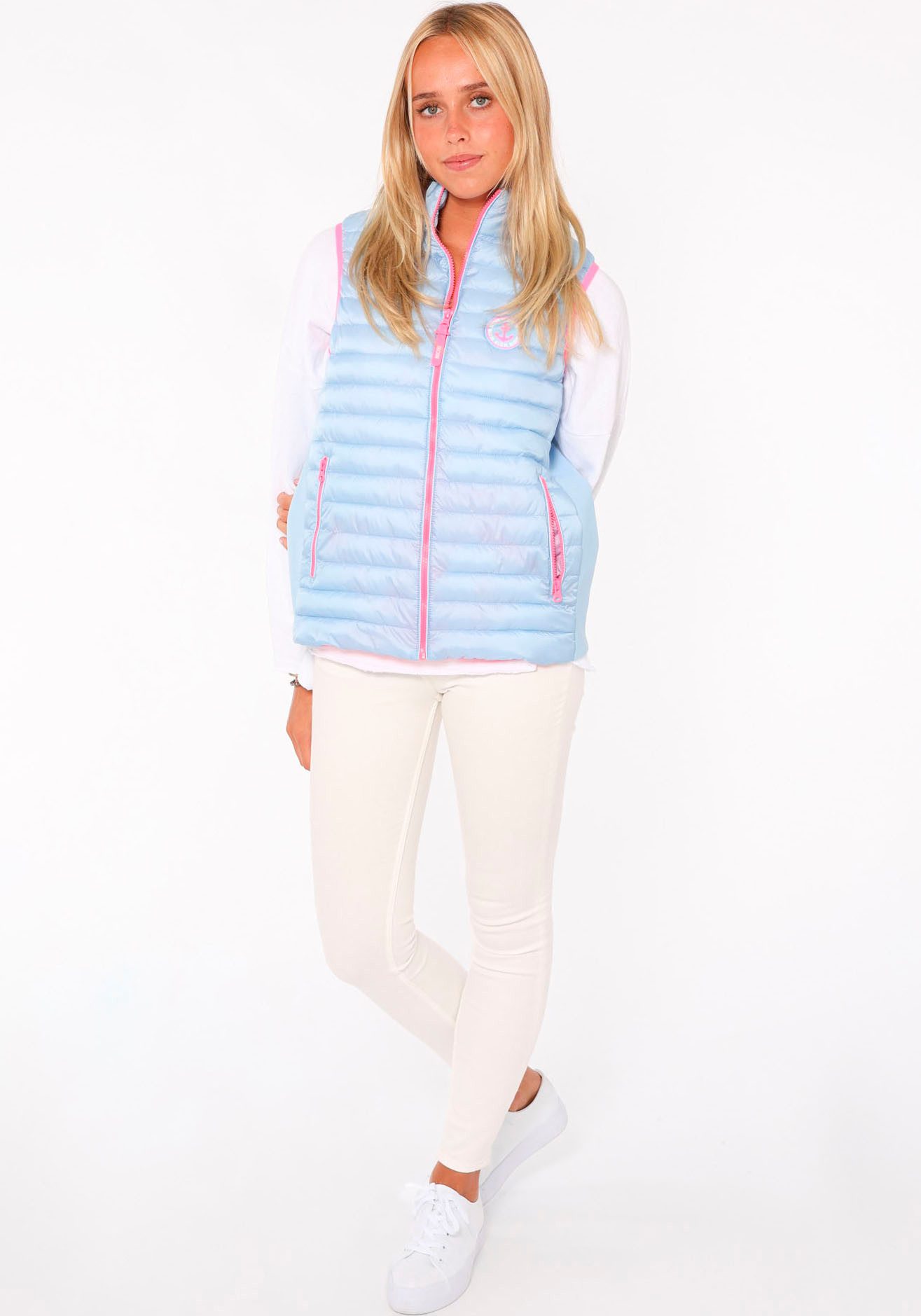 Zwillingsherz Steppweste "Moin" Kontrastdetails, modisch, Stehkragen, Reißv günstig online kaufen