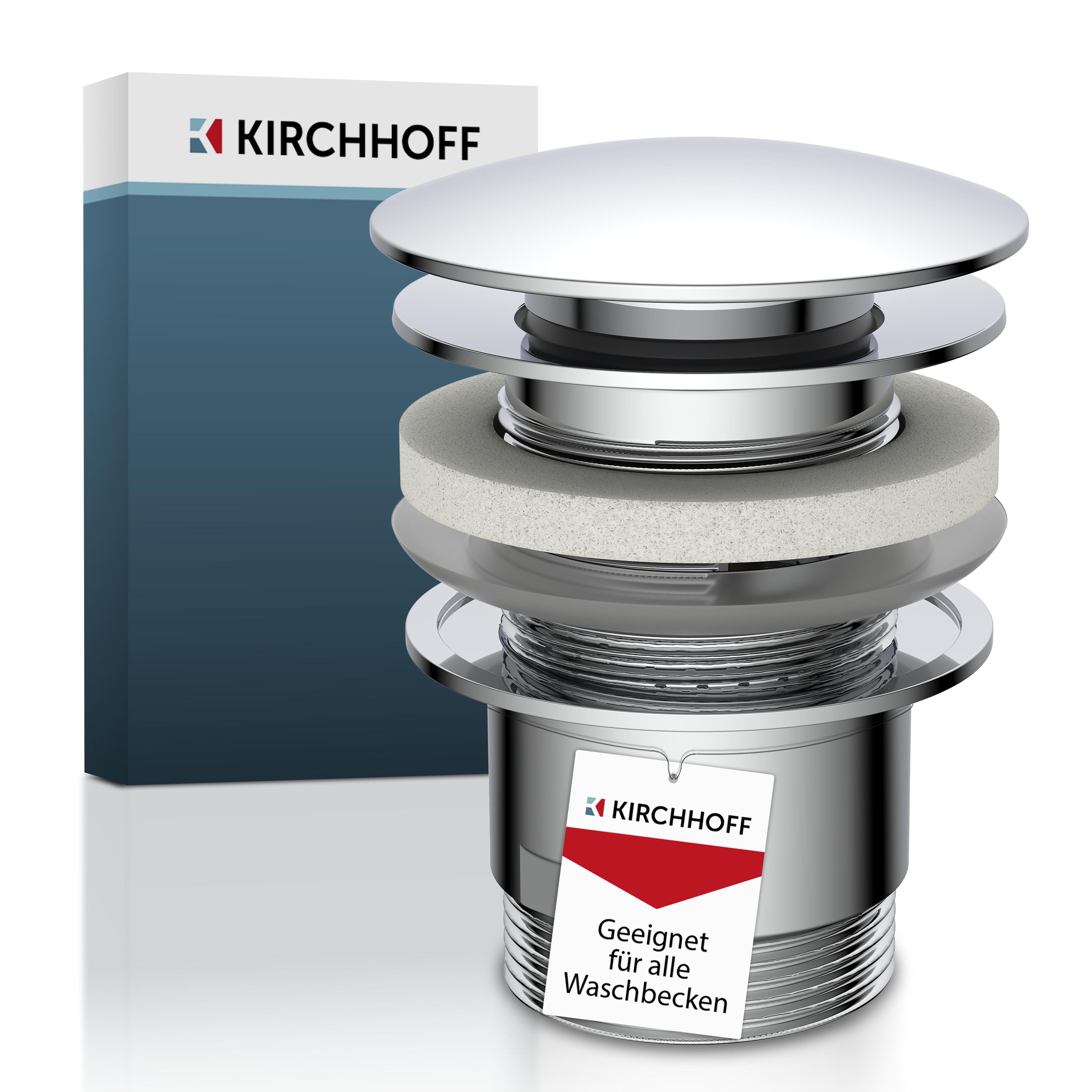 Kirchhoff Ablaufventil Design-Ablaufventil mit Überlauf, Ablauf Senkrecht, [1 1/4", Packung, Ablaufventil für Раковины & Waschtisch, Pop Up Ventil, Push-Open