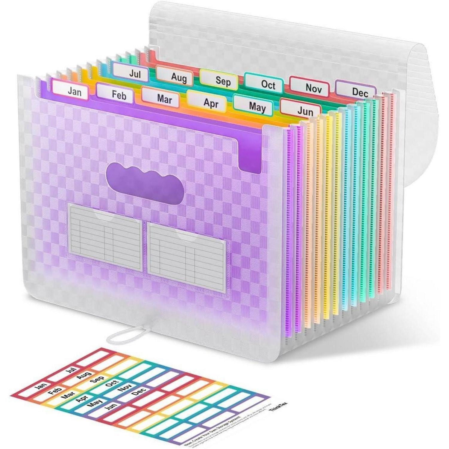 LuxusKollektion Fächermappe Aktenordner A4 12 Fächer Rechnungsbeleg Registerkarten Lila