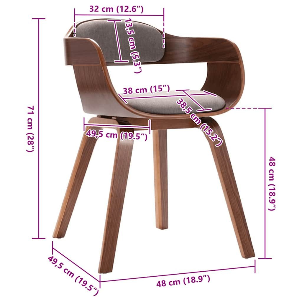 vidaXL Esszimmerstuhl Esszimmerstuhl Taupe Bugholz und Stoff (1 St)