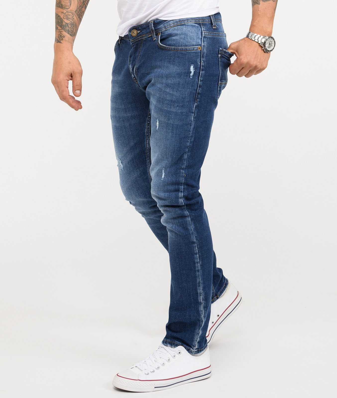 Rock Creek Slim-fit-Jeans Herren Jeans Stonewashed Blau RC-2342 günstig online kaufen