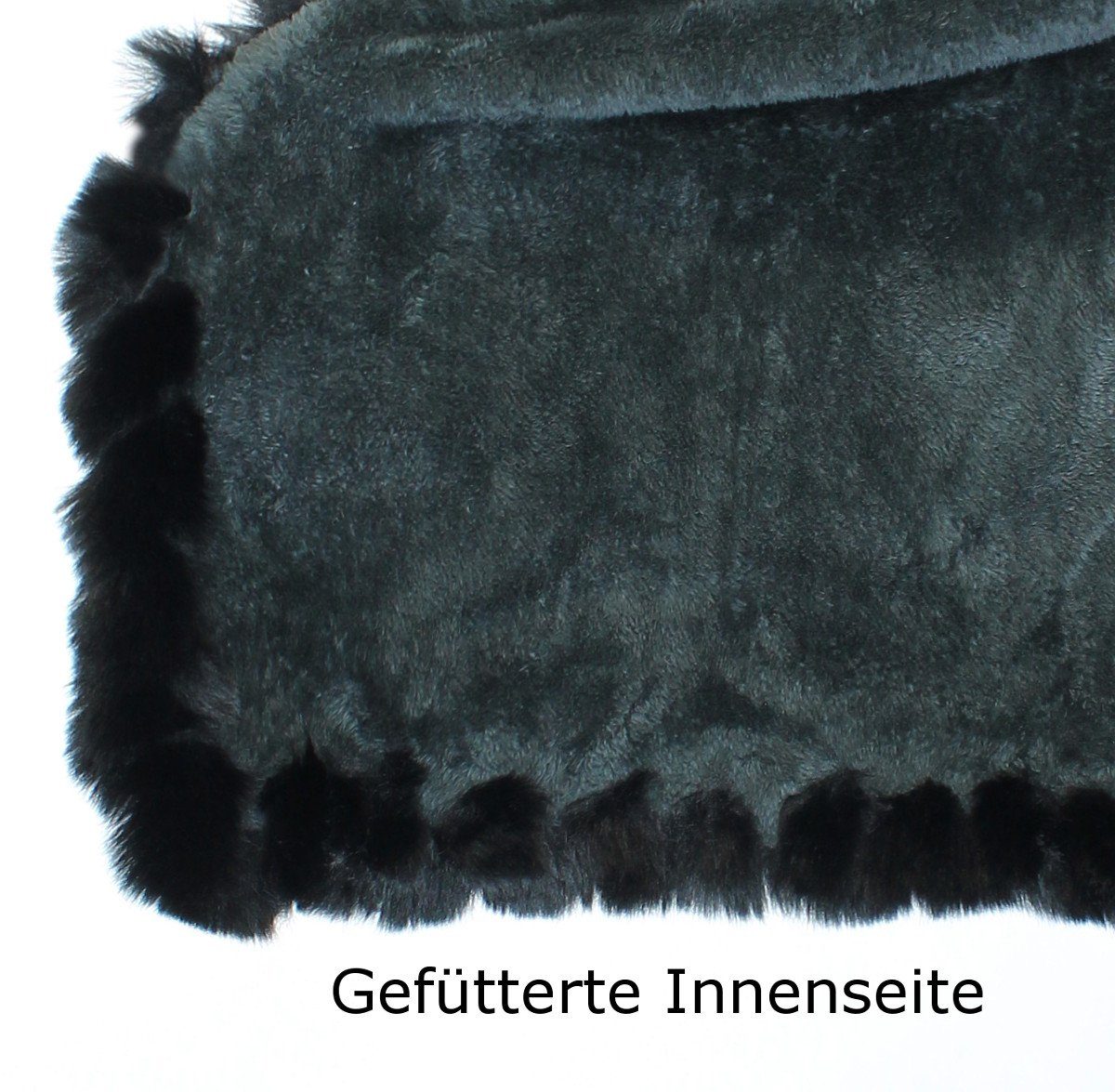 Poncho Damen Poncho mit Innenfutter und Kunstfell in Unifarben und Meliert