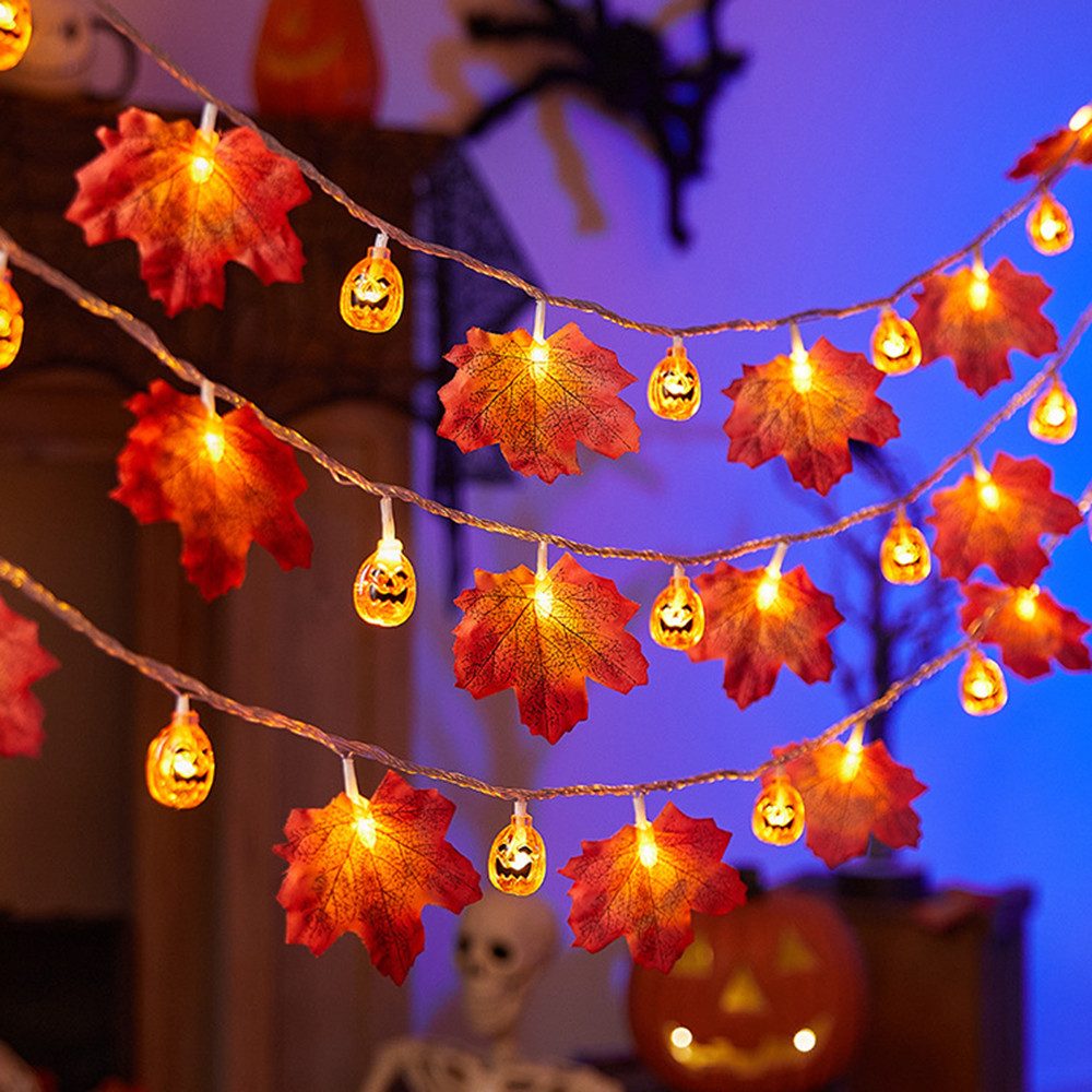 Coonoor LED-Lichterkette 3M 20LED Halloween Deko Herbst Ahornblatt Girlande Lichterkette, für Halloween Theme Erntedankfest Weihnachtsfeiern – Bild 2 von 5