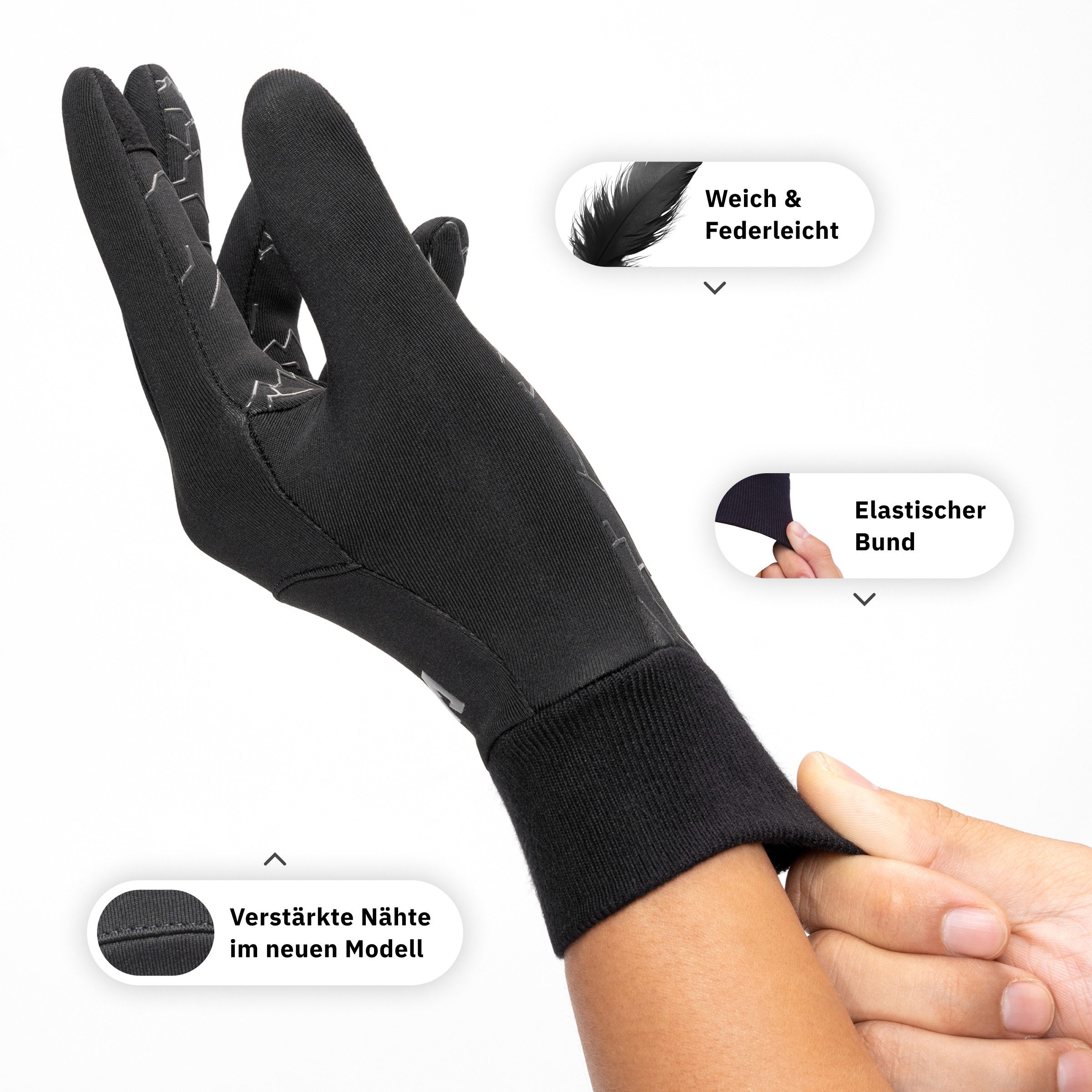 Alpensattel Fahrradhandschuhe Premium Thermo Fahrrad Handschuhe 2.0 (Handschuhset, 1-St., Thermo-Radhandschuhe mit Touchfunktion & Silikongrip) Touchscreenfähig · Winddicht · Silikon-Grip · Warm gefüttert