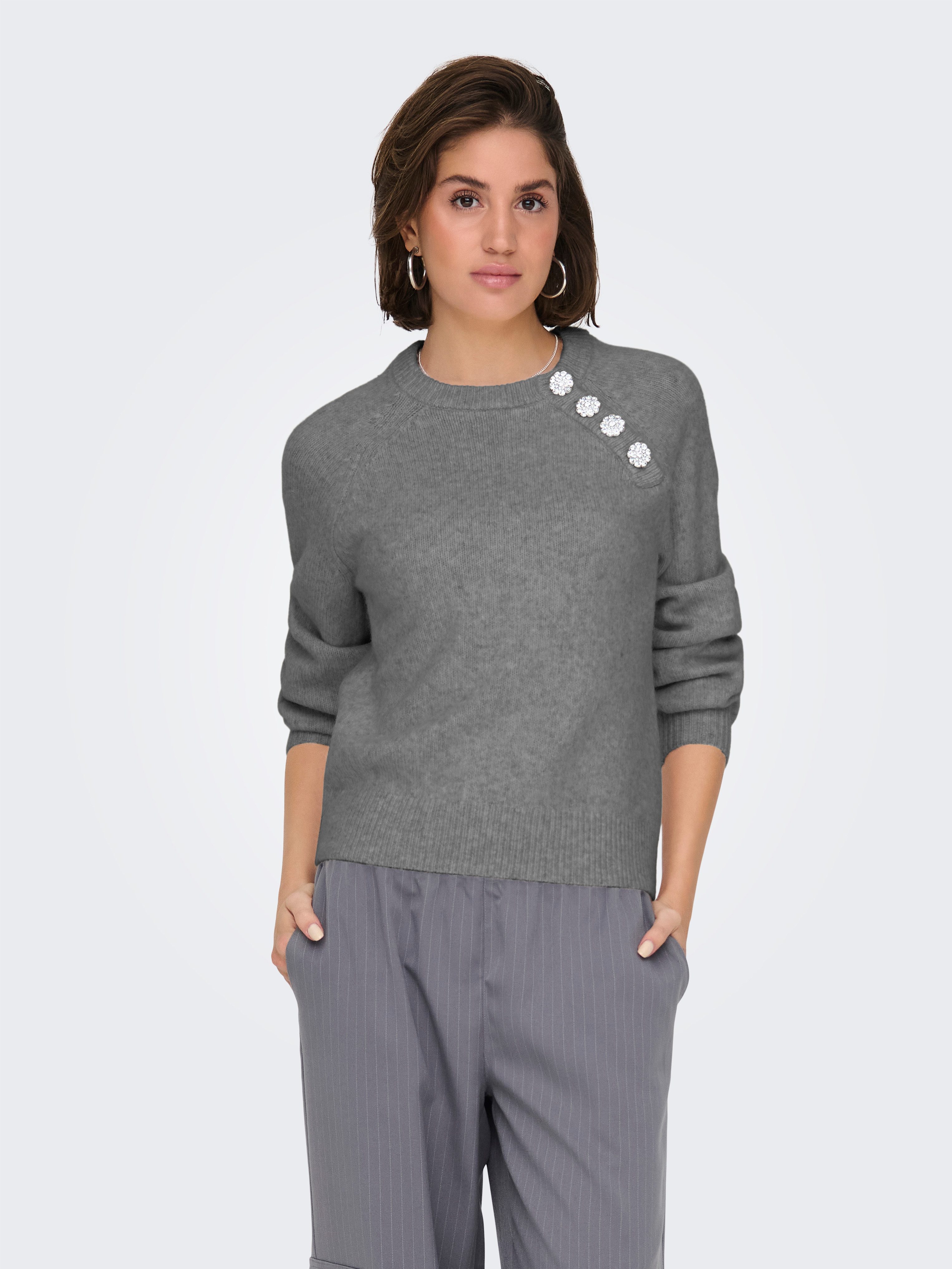 Strickpullover ONLLAUREN LIFE LS O-NECK BUTTON KNT