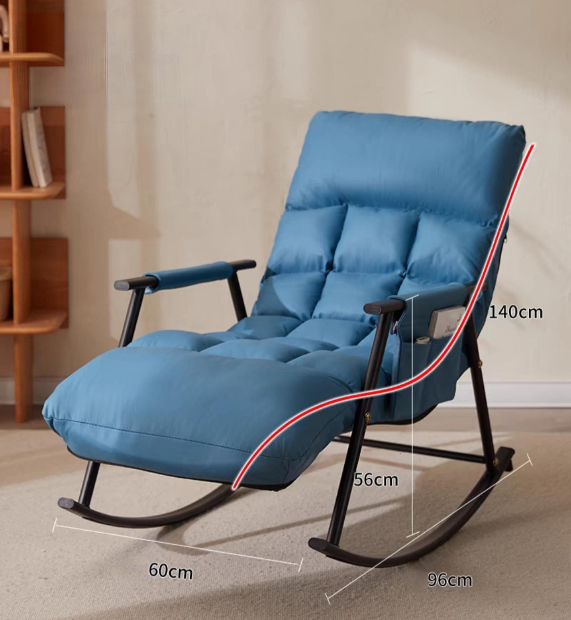 POPOLIC Schaukelstuhl Ergonomischer Schaukelstuhl/Liegesessel 140x60x96cm - Verstellbar