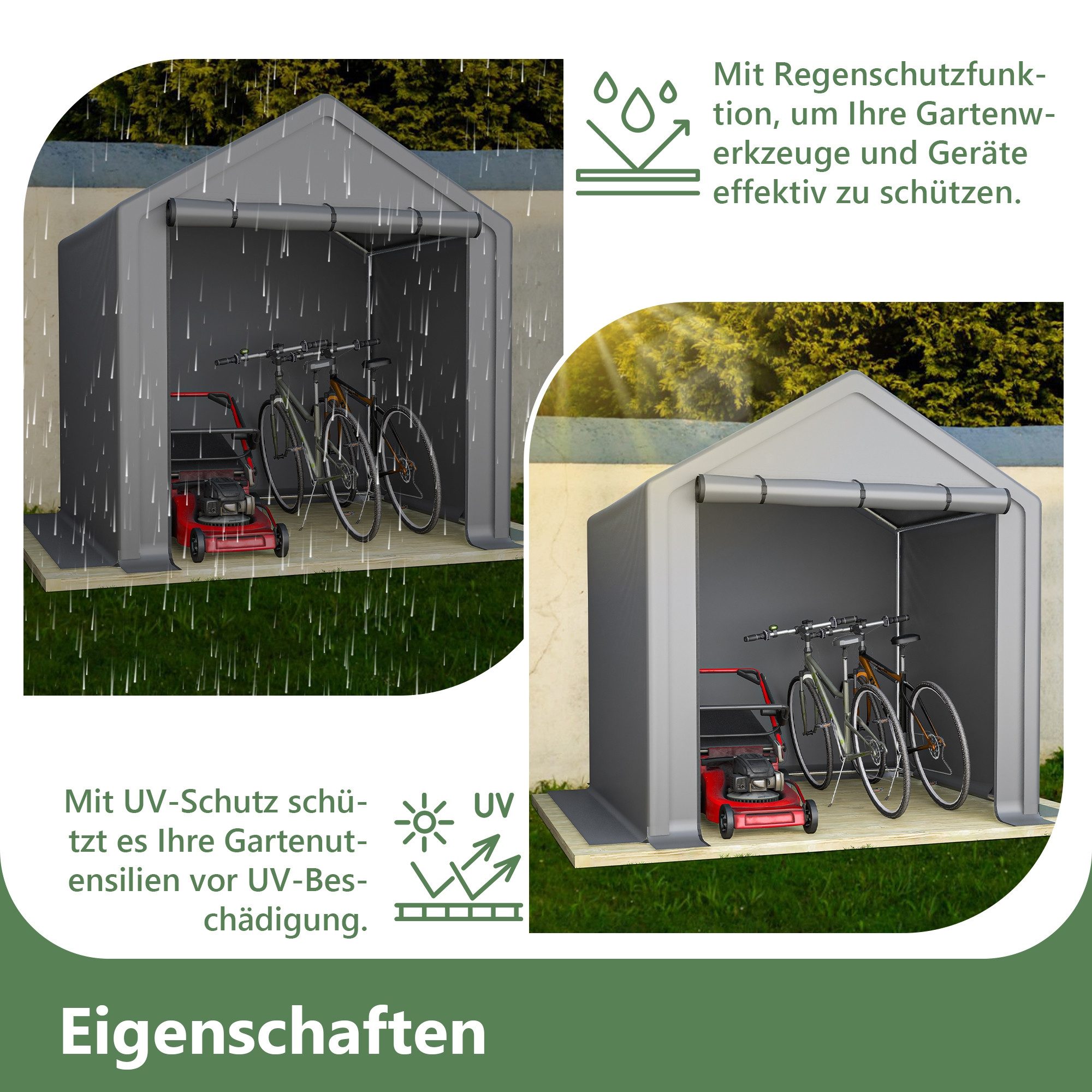MC Star Gerätehaus Geräteschuppen 190x170x200cm Fahrradgarage Geräteschuppen, Garagenzelt, Gartenhaus Lagerzelt Fahrradschuppen Werkzeugzelt Lagergarage – Bild 5 von 5