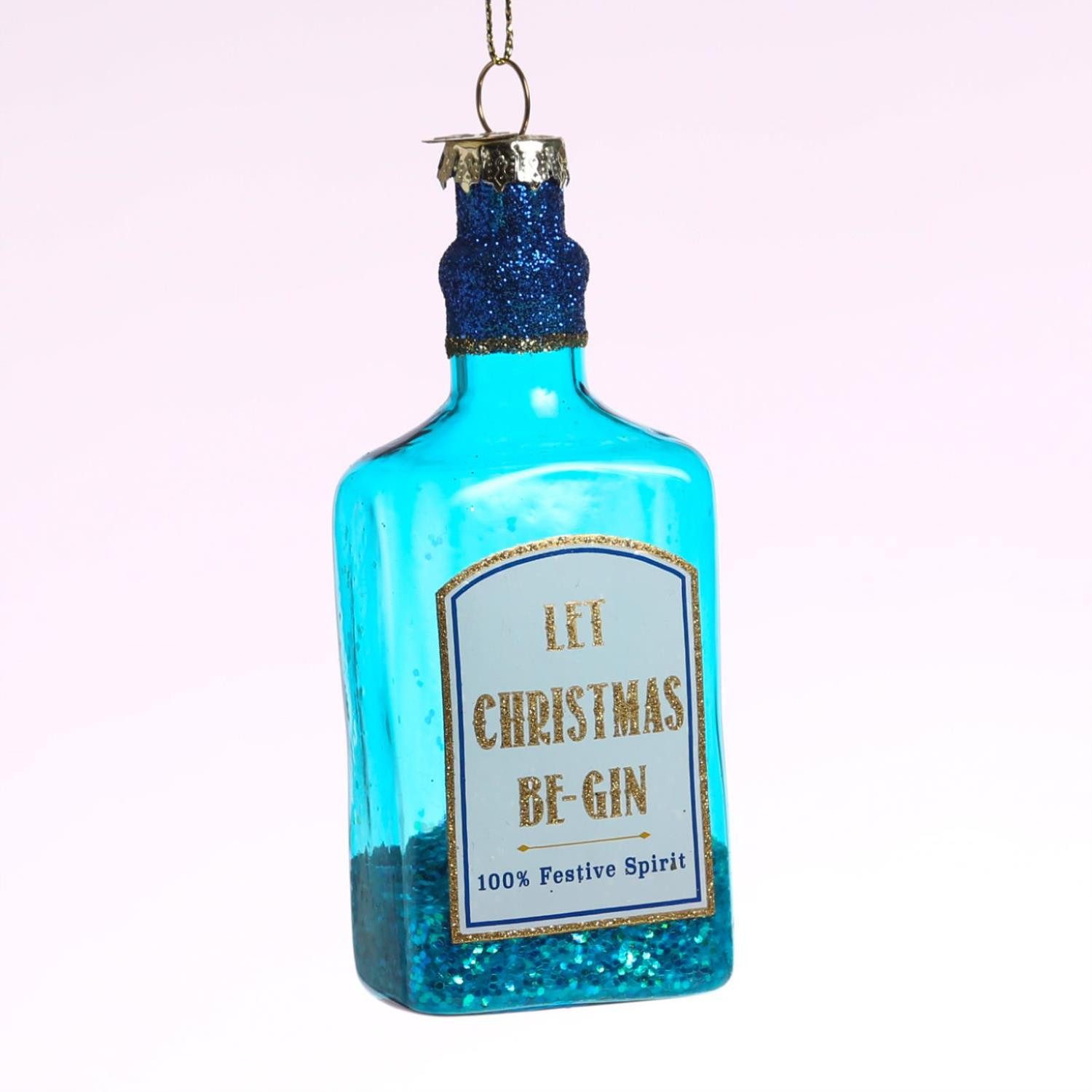 MARELIDA Christbaumschmuck Weihnachtsbaumschmuck GIN Flasche Glas mundgeblasen H: 12cm