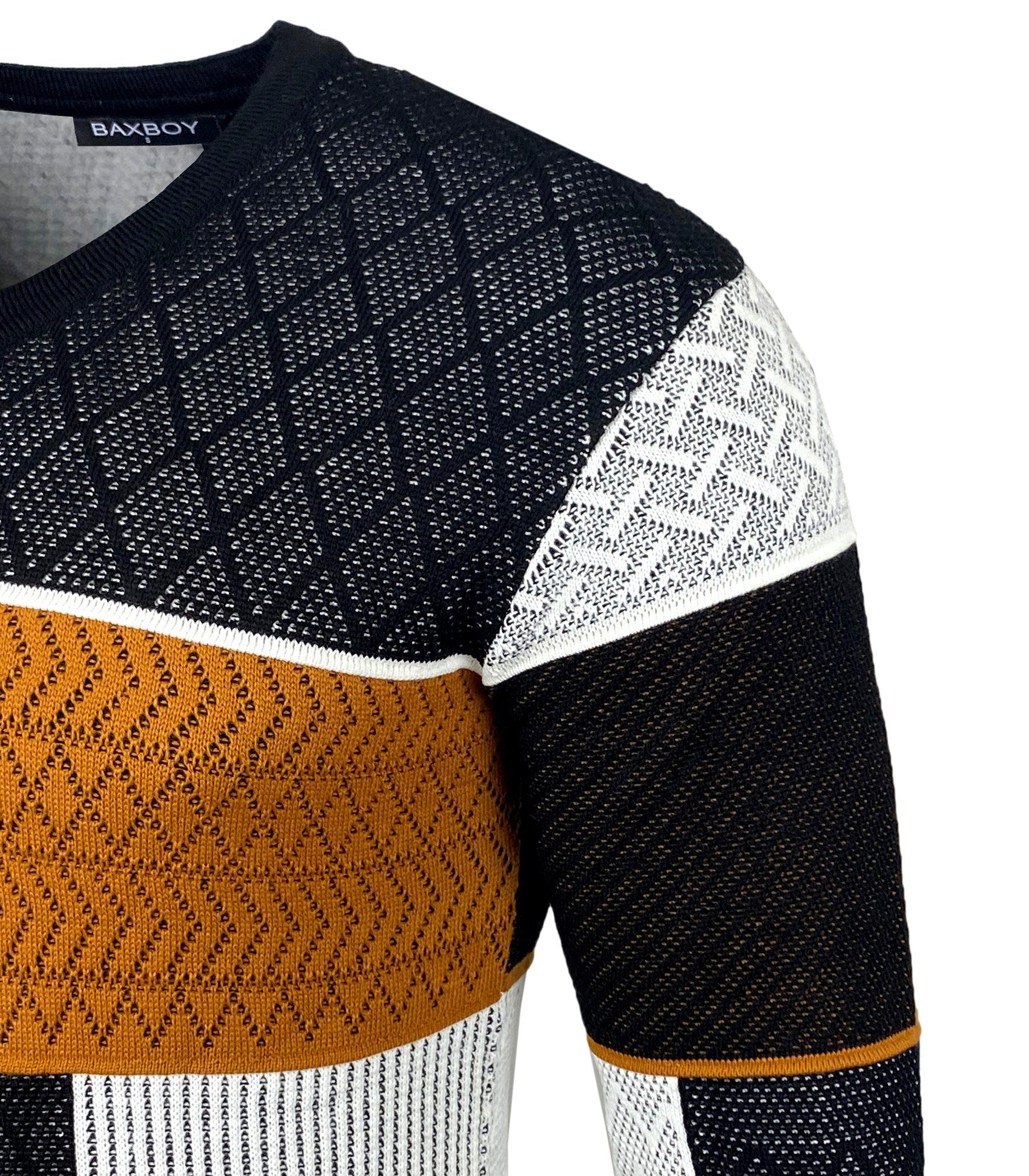 Baxboy Strickpullover Baxboy Herren Pullover V-Neck Strick-Pullover Rundkragen BB-52301