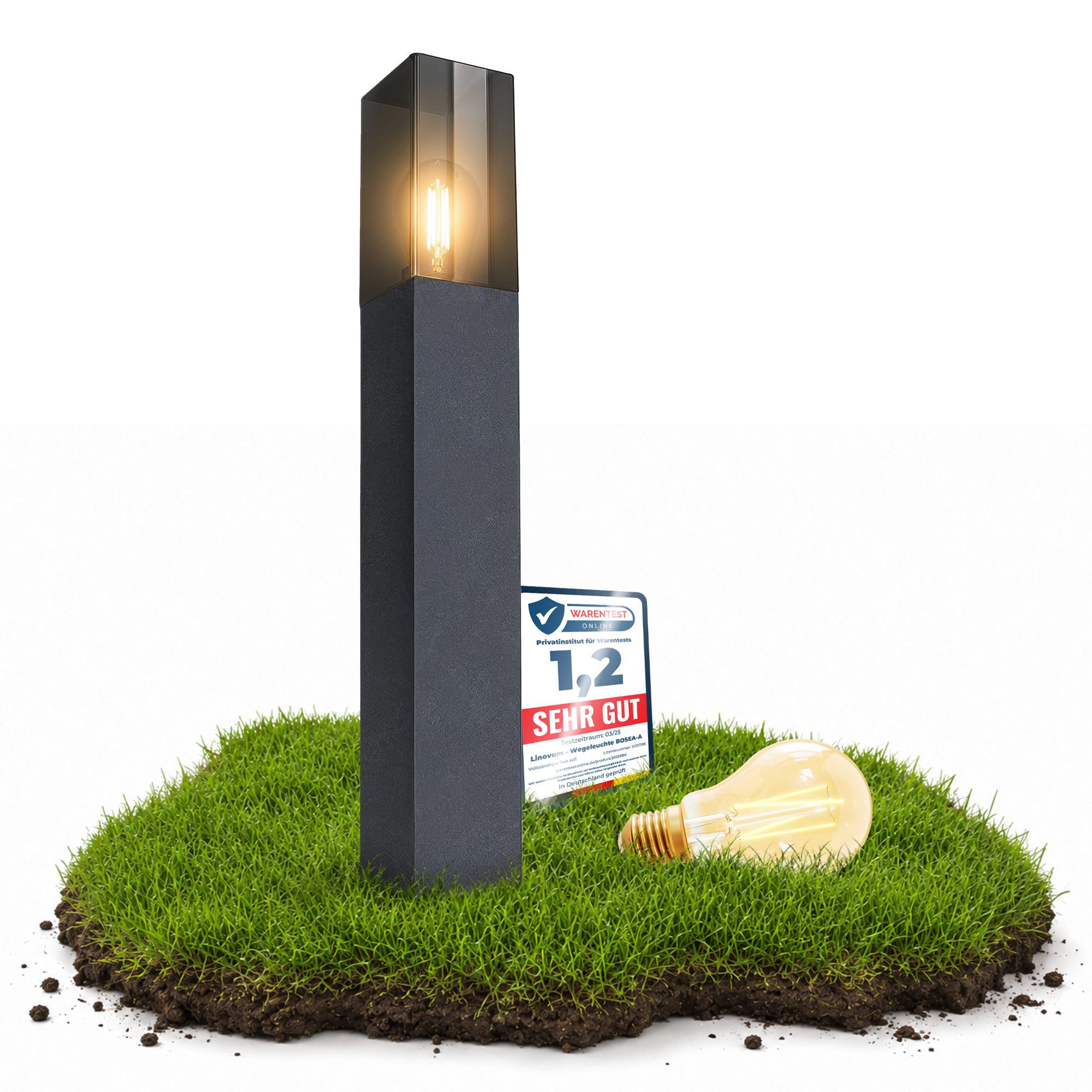 SSC-LUXon LED Pollerleuchte BOSEA-A Wegeleuchte smoky IP44 mit Smart LED E27 WLAN dimmbar Weißtöne, Neutralweiß, Warmweiß, Tageslichtweiß, Smart