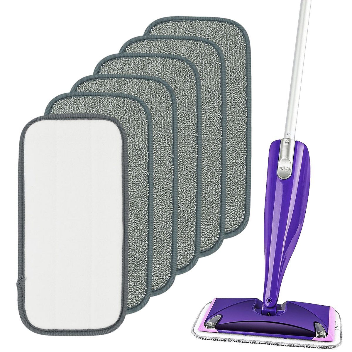 Flachmopp,Klettmopp Pads,Mop Microfaser Jormftte Mop Grau Wischbezug Pads,für Reinigung