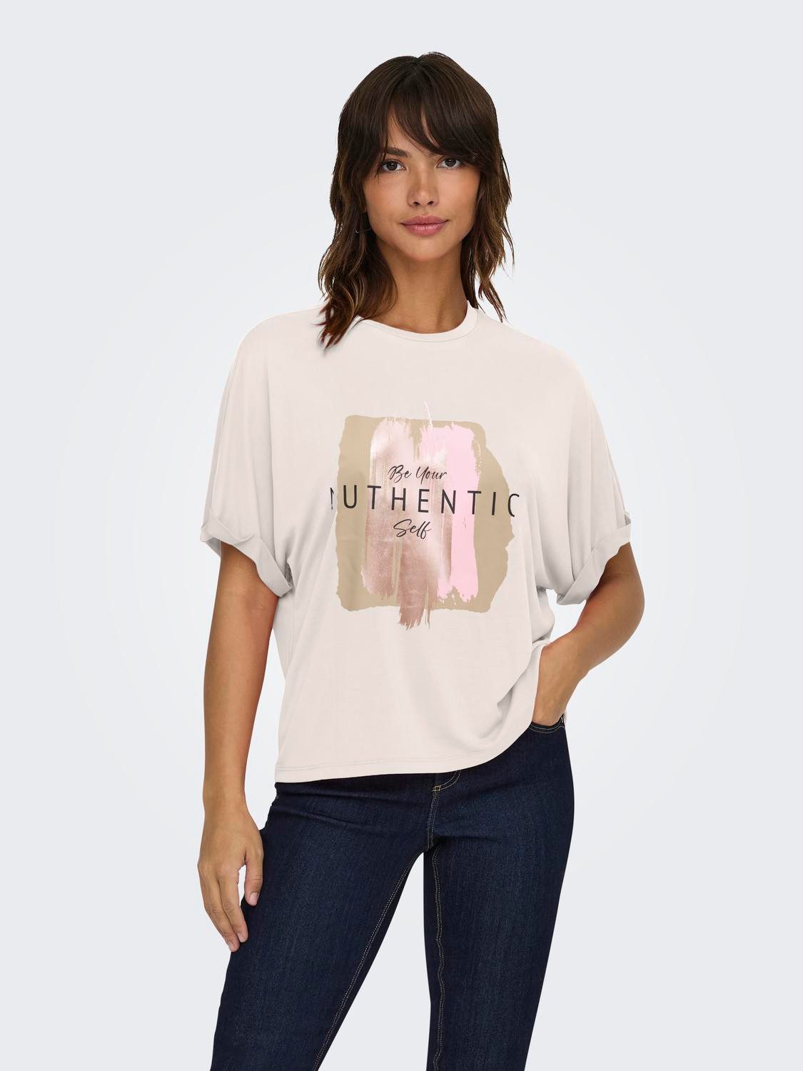 ONLY T-Shirt ONLFREE LIFE S/S FOLD-UP TOP BOX JRS Materialmix, regular fit, günstig online kaufen
