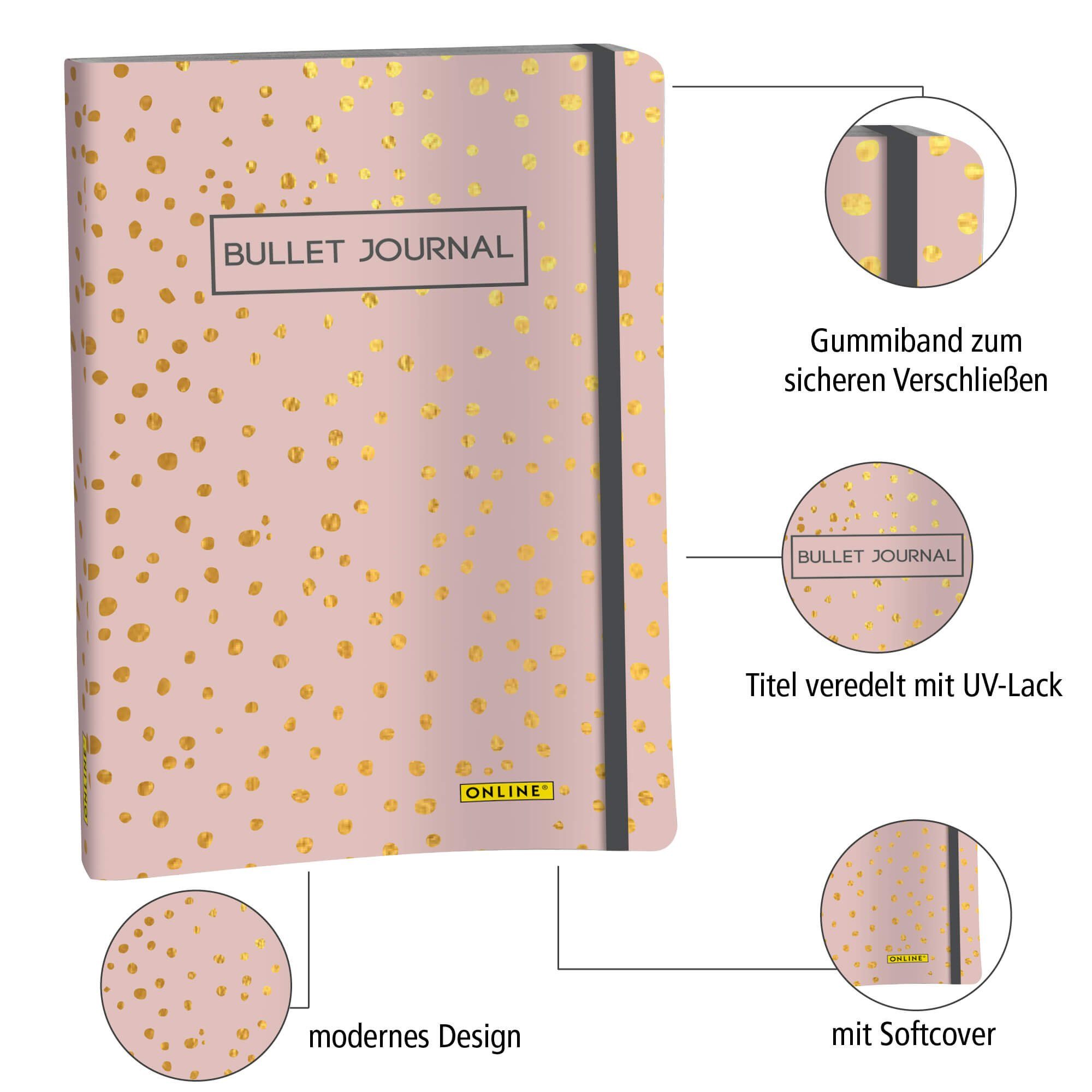 Online Pen Notizbuch Bullet Journal, gepunktet, 144 Seiten 120 g/m² Papier