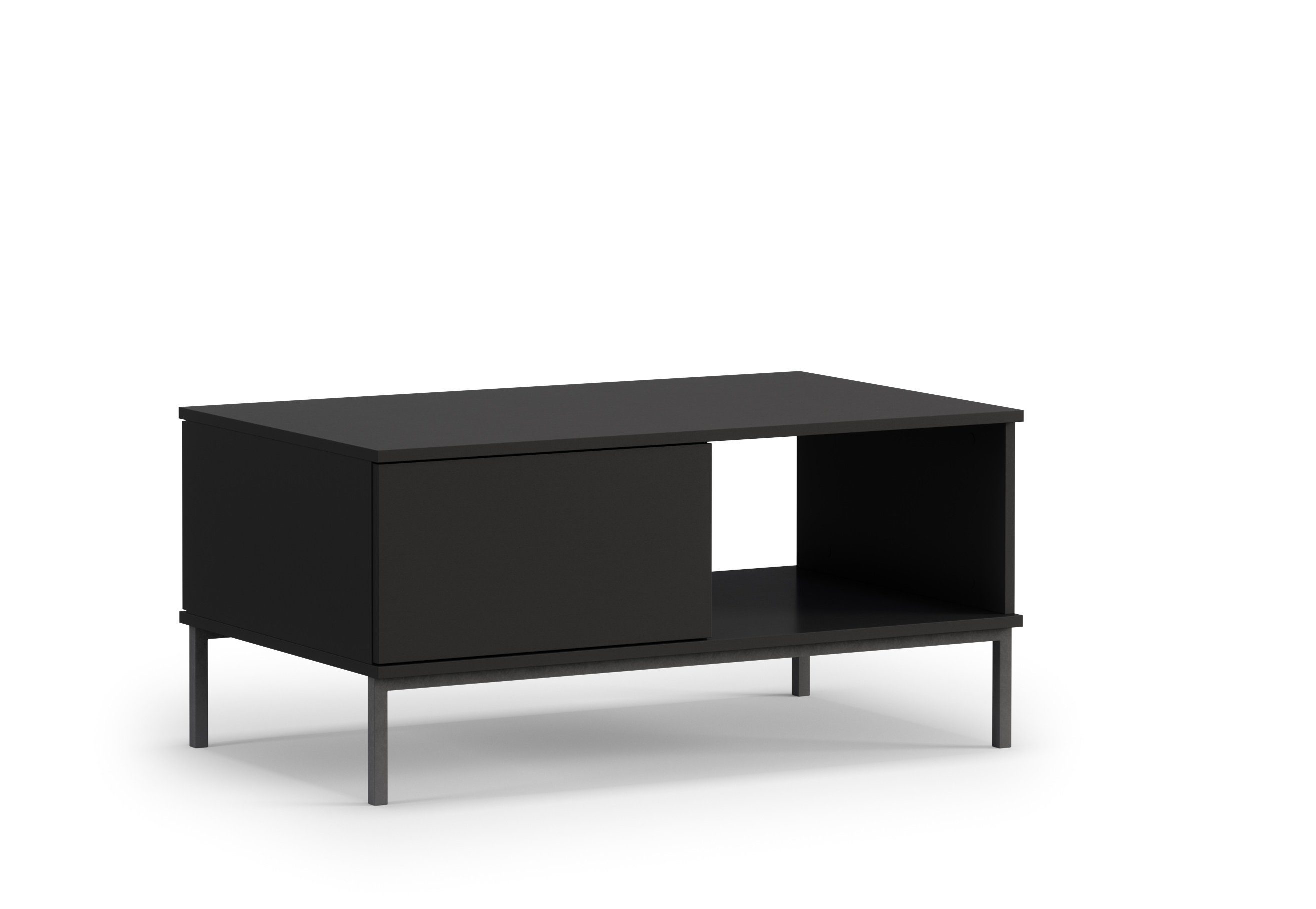 Holzwerkstoff, Stylefy Schwarz Matt Modern Metall, Design Beistelltisch), aus unter Couchtisch Tischplatte, Uliveto (Wohzimmertisch, Stauraum