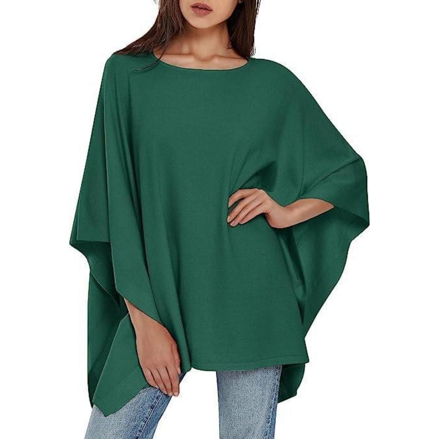 LuxusKollektion Strickschal Pullover-Poncho Damen Grün Einheitsgröße, (1-St)