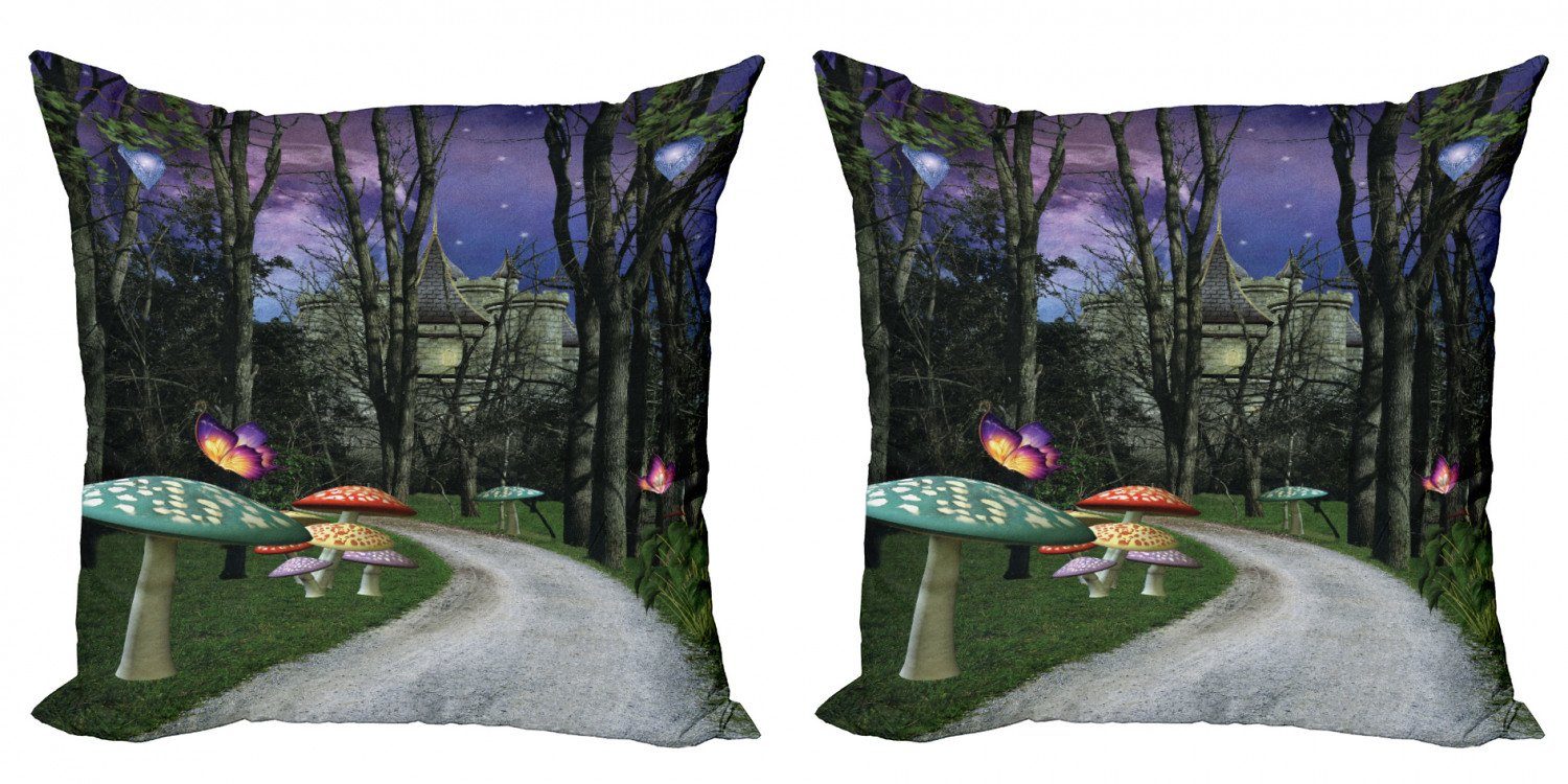 Kissenbezüge Modern Accent Doppelseitiger Digitaldruck, Abakuhaus (2 Stück), Fantasie Enchanted Forest Castle