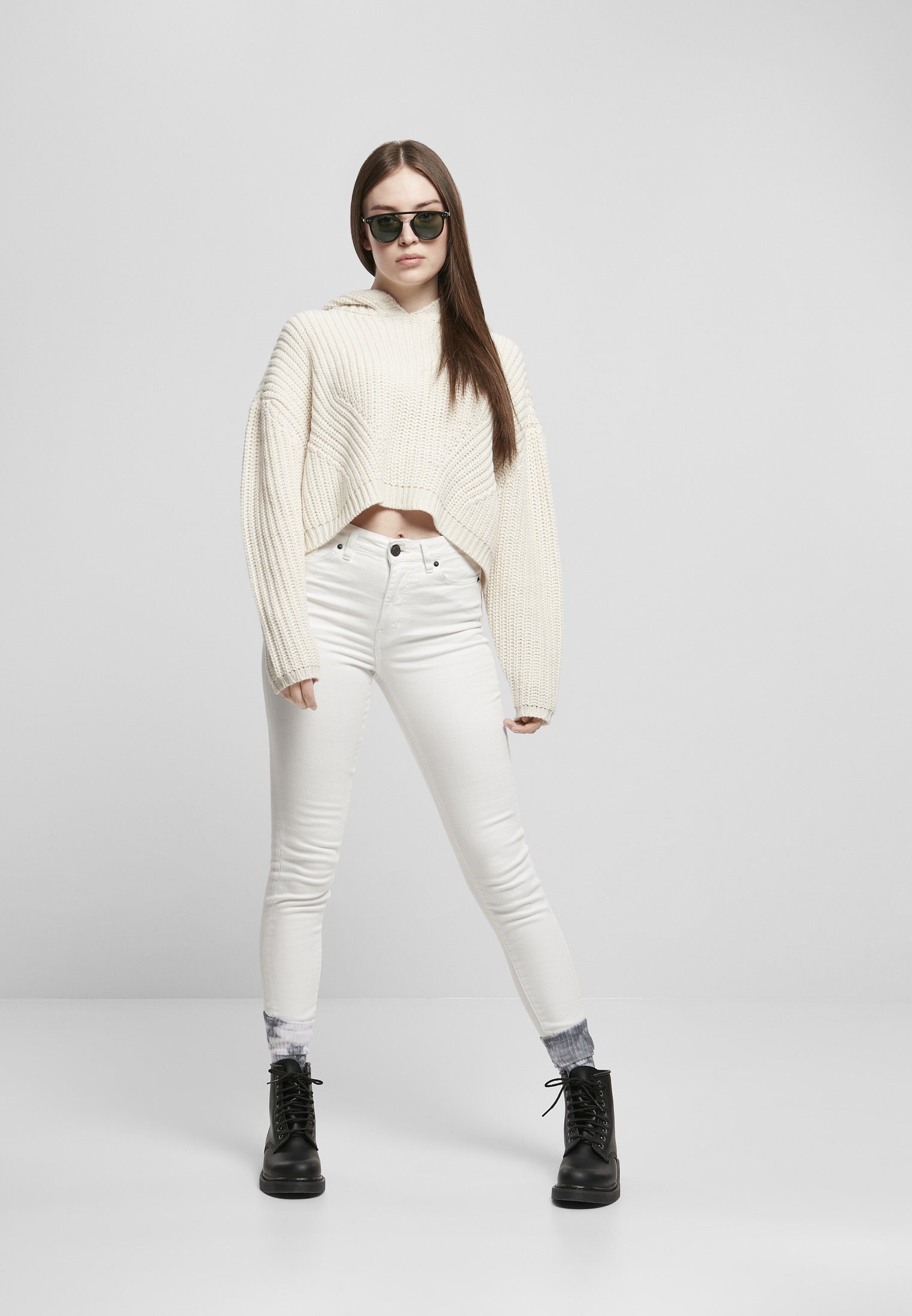 Hoody Oversized URBAN CLASSICS (1-tlg) Ladies Kapuzenpullover Sweater Damen whitesand