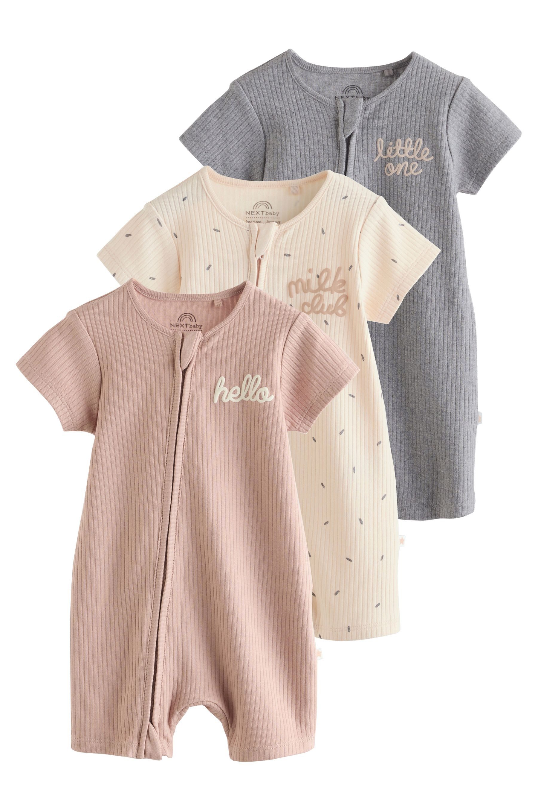 Next Strampler 3er-Pack Baby-Strampler mit 2-Wege-Reißverschluss (3-tlg)