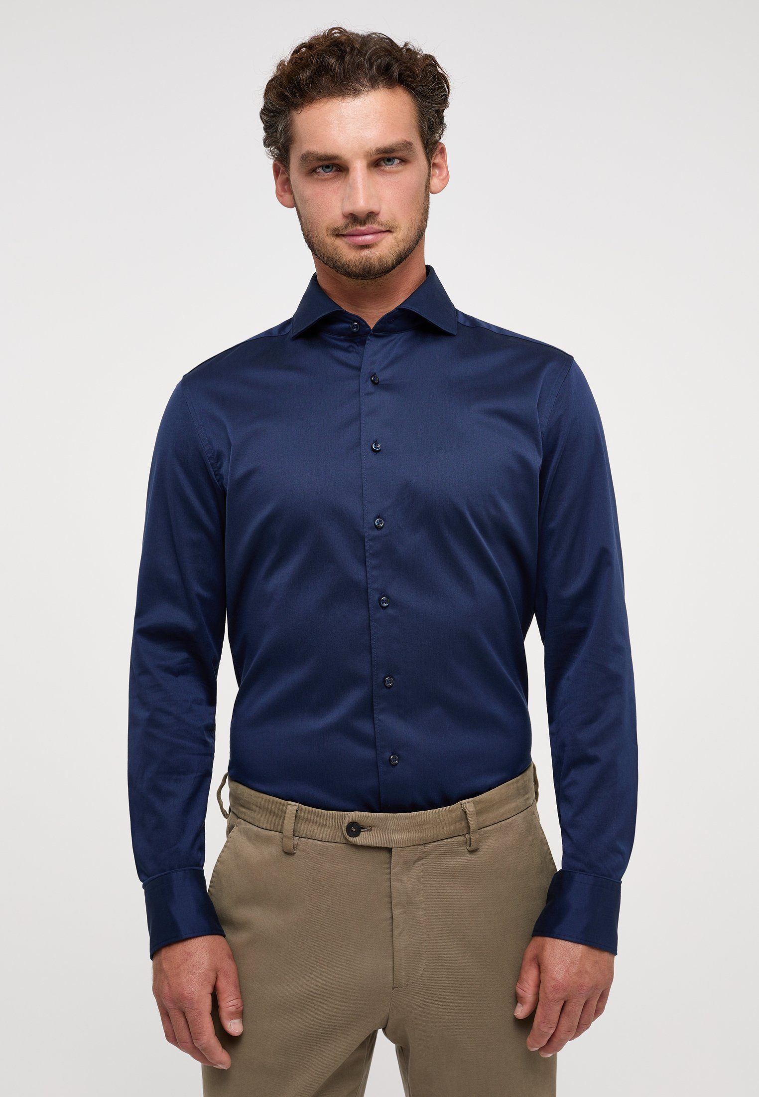 SLIM navy FIT Langarmhemd Eterna