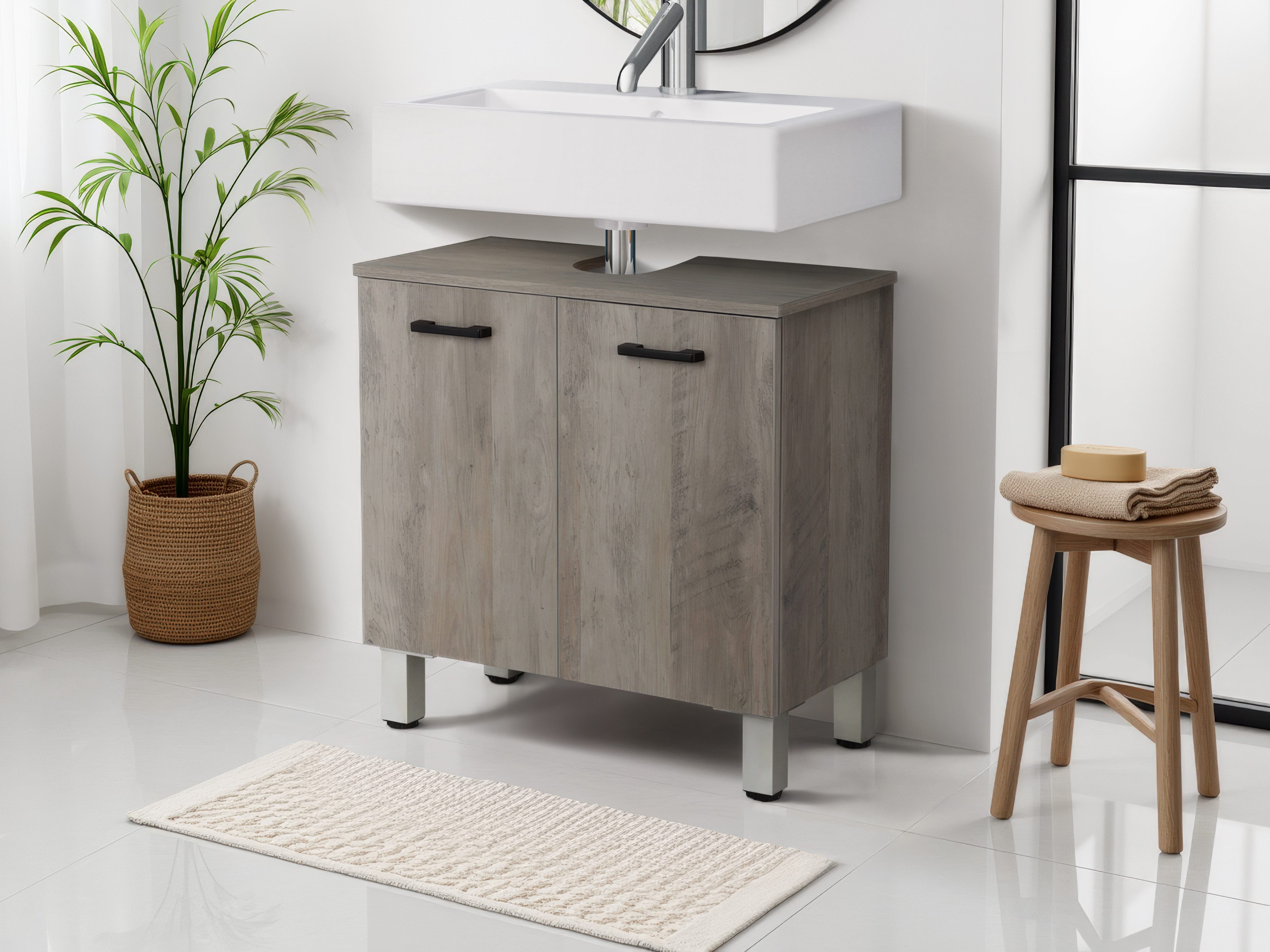 welltime Waschbeckenunterschrank Florenz,Breite 60cm, 2 Tür, 2 Fächer, mit günstig online kaufen