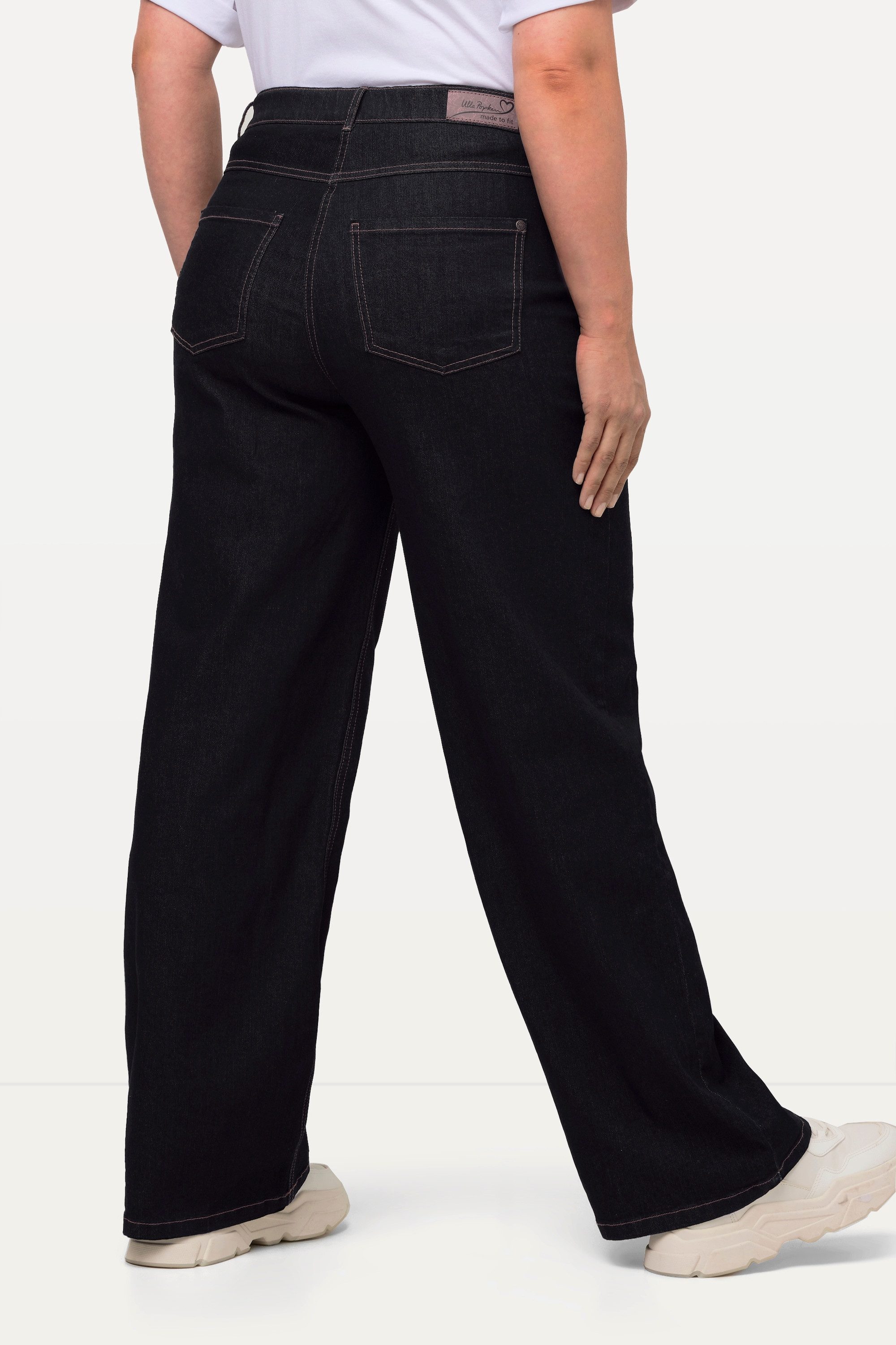 Ulla Popken Funktionshose Jeans Mary weites Bein 5-Pocket-Schnitt
