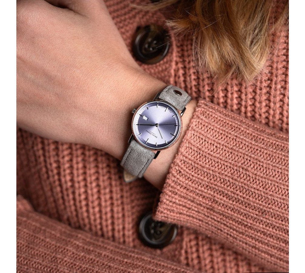 BRUNO SÖHNLE Quarzuhr Glashütte Damenuhr Rondo Flieder