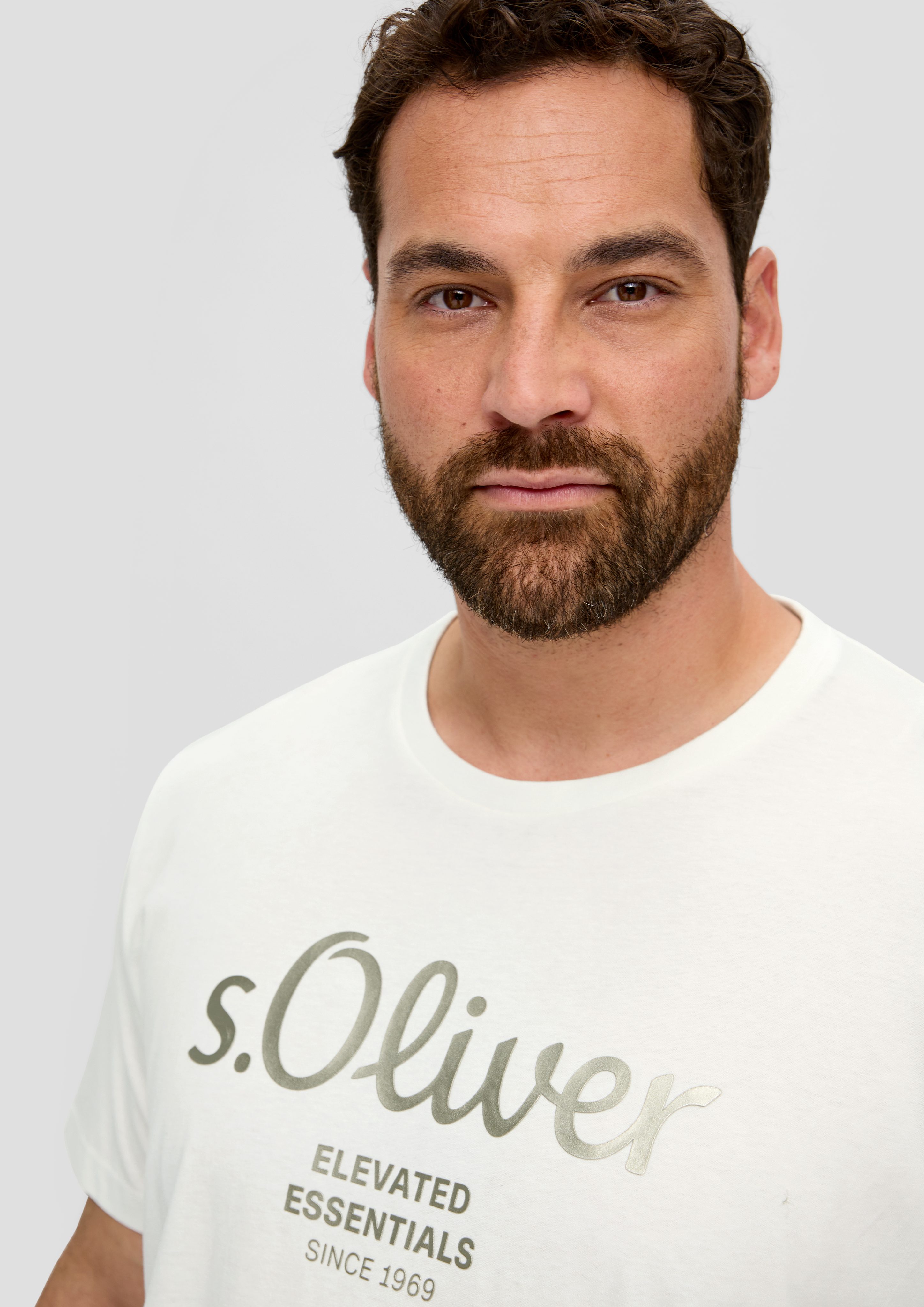 s.Oliver Kurzarmshirt T-Shirt mit Label-Print Logo günstig online kaufen