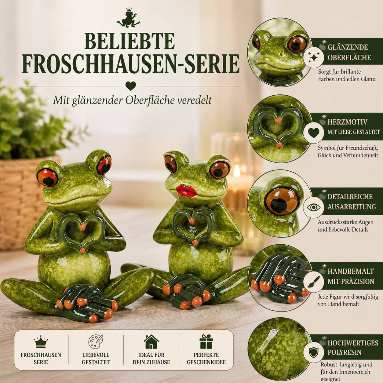 formano Sammelfigur Frosch Dekofigur Drehsessel mit Zigarre 14 cm handbemalt Froschhausen