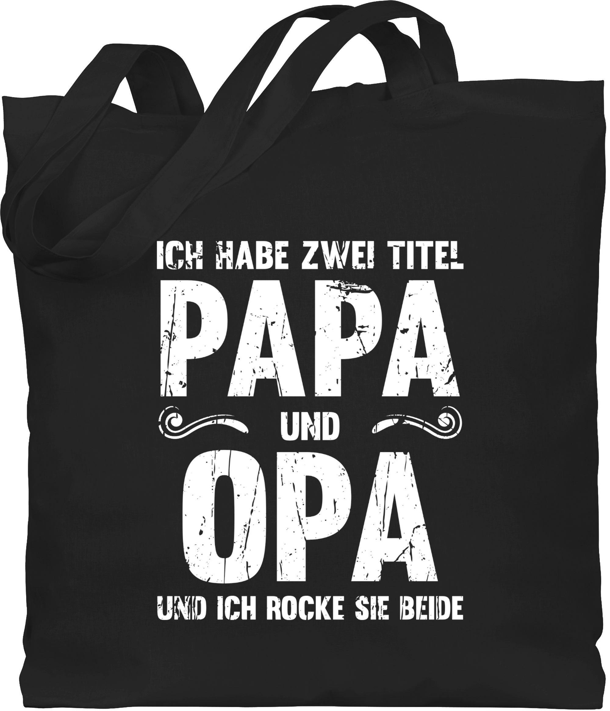 Shirtracer Umhängetasche Ich Schwarz I habe Vatertag Papa Bester zwei Papi und Geschenk Geschenk 2 Opi, Opa Titel und