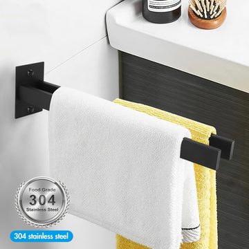 BlingBin Doppelhandtuchhalter Handtuchstange Doppelt Handtuchhalter Eckig Hantuchhalterung, Wand Badetuchhalter für Bad und Küche 38CM