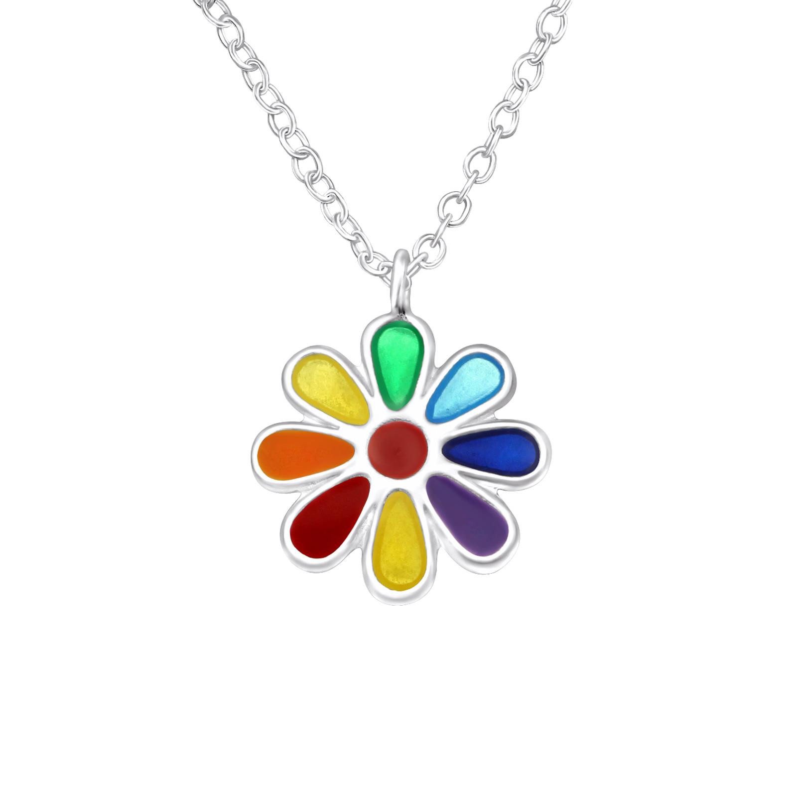 Monkimau Silberkette Blumen Kinder Halskette 925 Silber Geschenk, Hypoallergen