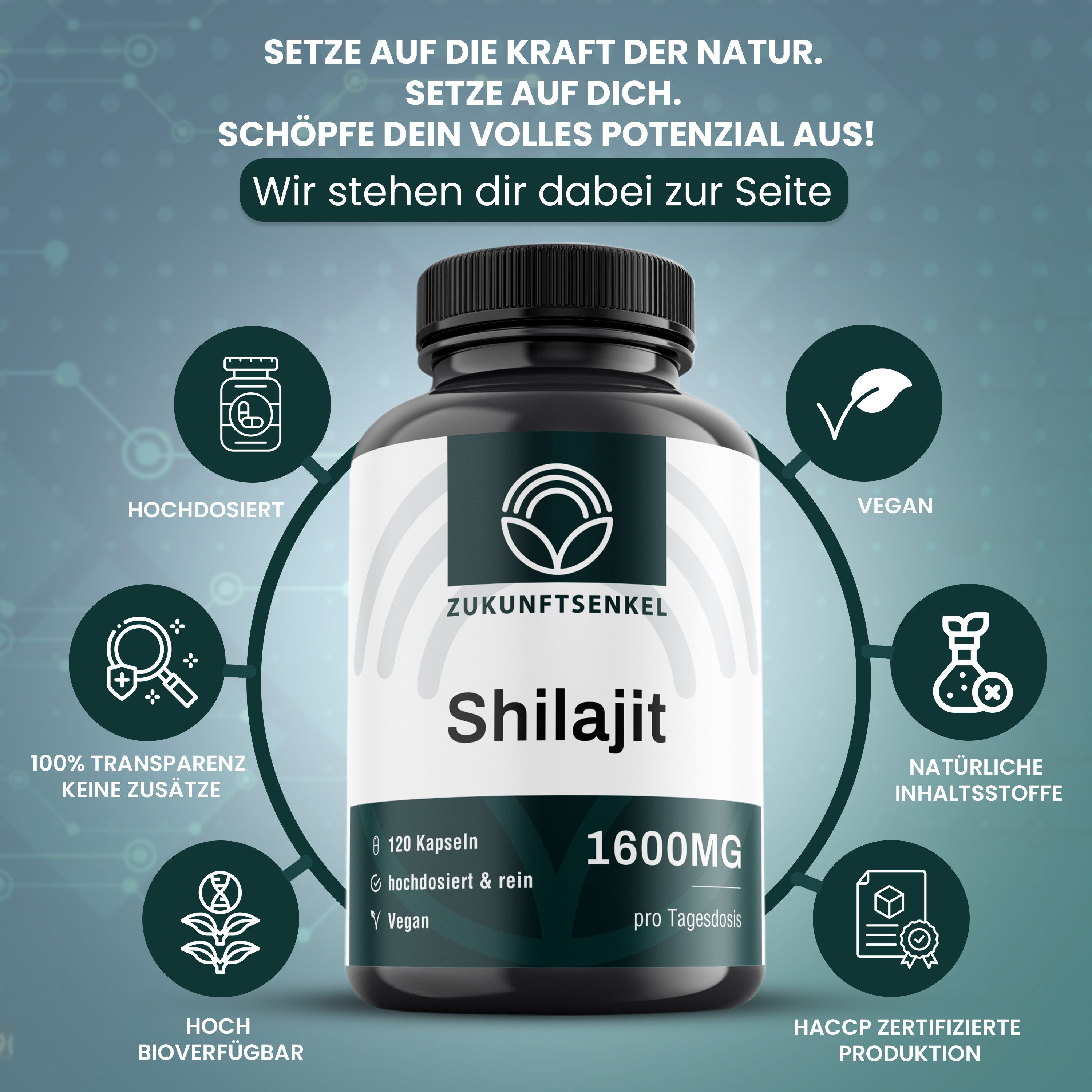 ZUKUNFTSENKEL Shilajit Kapseln 2er Pack hochdosiert Kapseln, Doppelpack à 120 St., 2x 120 Kapseln, vegan