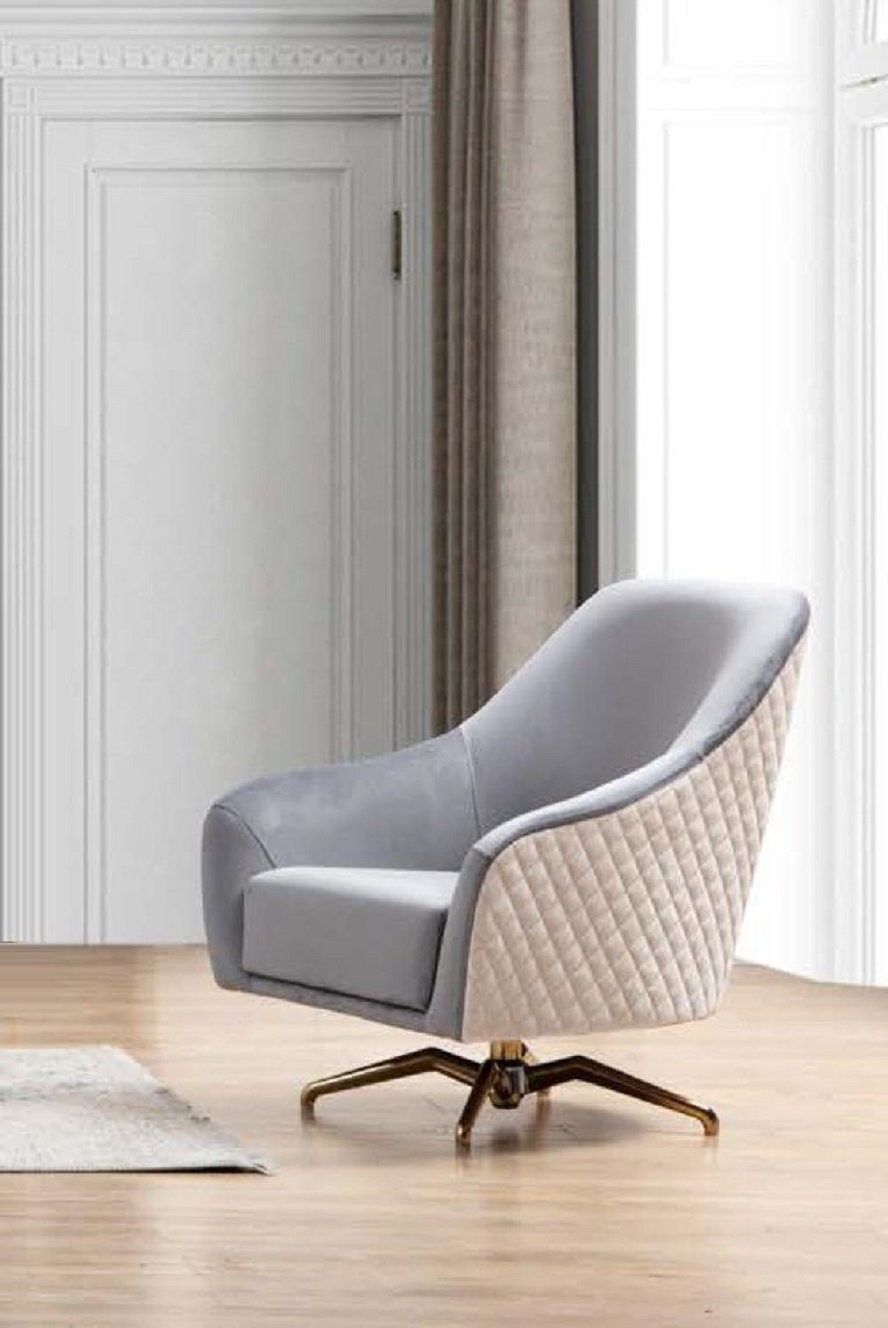 JVmoebel Sessel Design Sessel Polster Textil Modern Wohnzimmer Luxus Holz Möbel Neu
