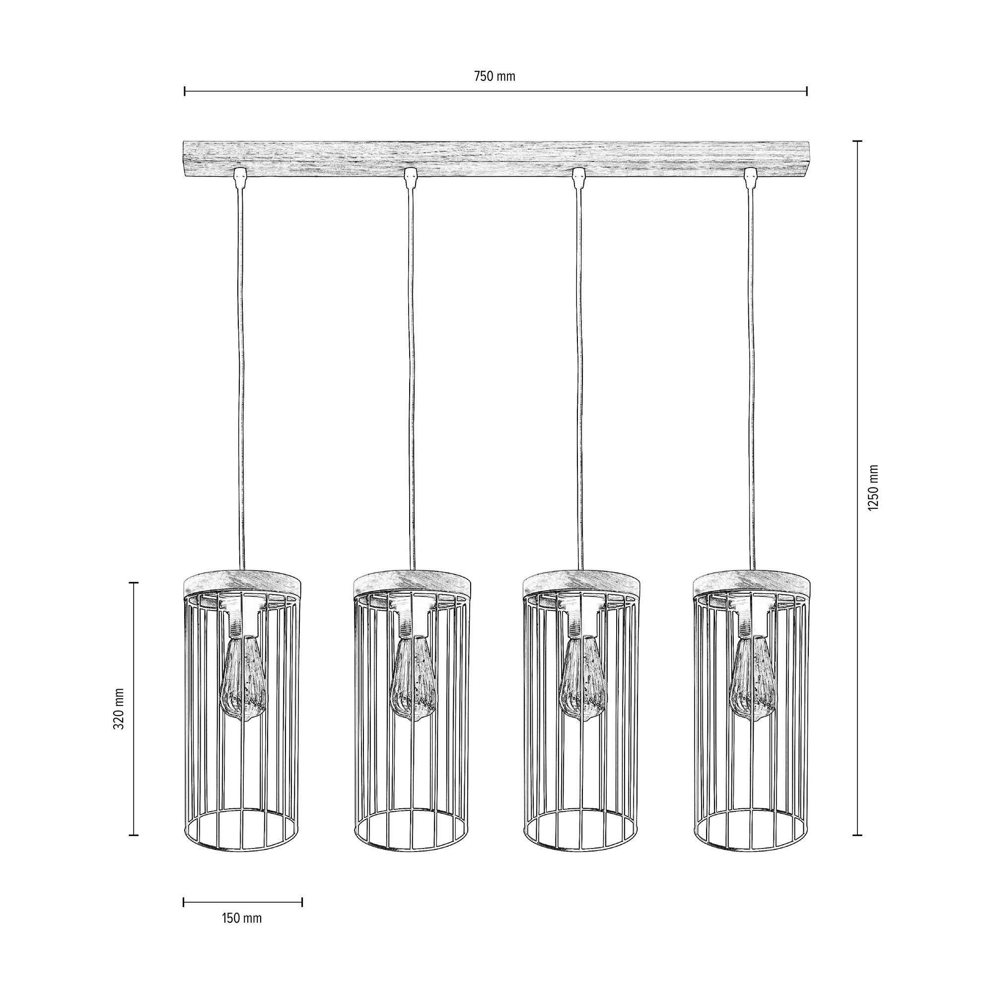 BRITOP LIGHTING Pendelleuchte TIMEO WOOD Schirm Leuchtmittel, aus Grau Hängeleuchte, Kiefernholz ohne Trendiger in Metall, MAX, mit