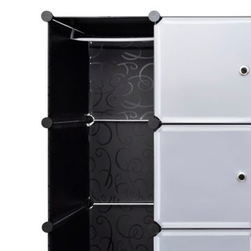 furnicato Kleiderschrank Modularer Schrank mit 18 Fächern schwarz/weiß 37x146x180,5cm