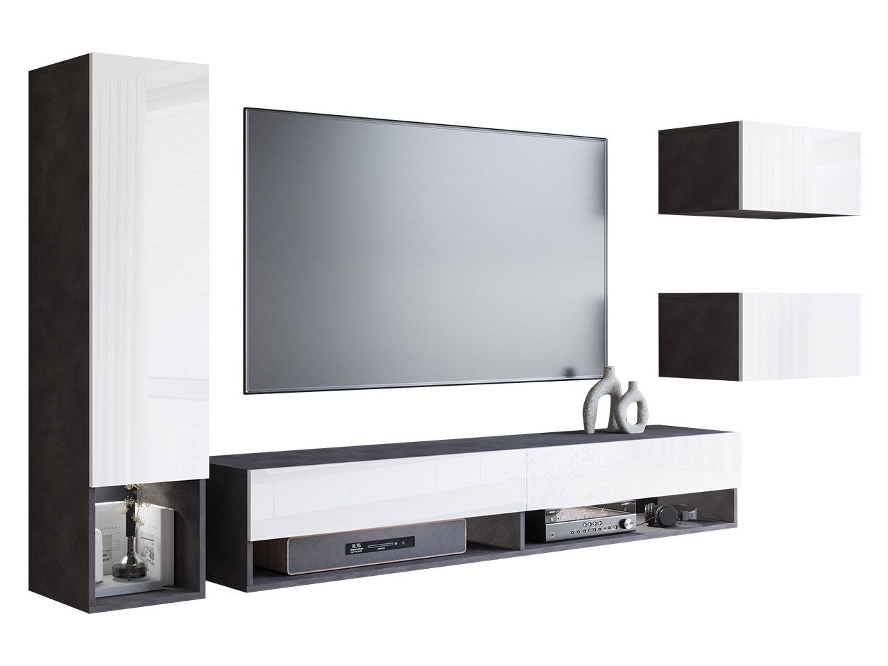 MIRJAN24 Wohnwand Amadeo, (4er-Set, TV-Lowboard, 2x günstig online kaufen