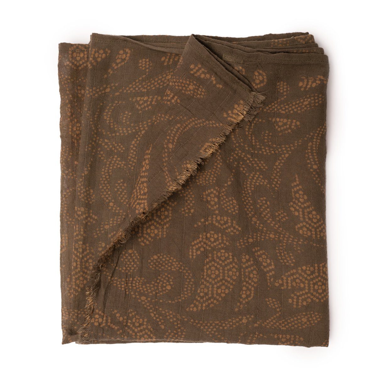 PANASIAM Halstuch elegantes Schaltuch auch als Schultertuch Schal oder Stola tragbar, in schönen farbigen Designs mit kleinen Fransen aus Baumwolle Taupe Indonesien