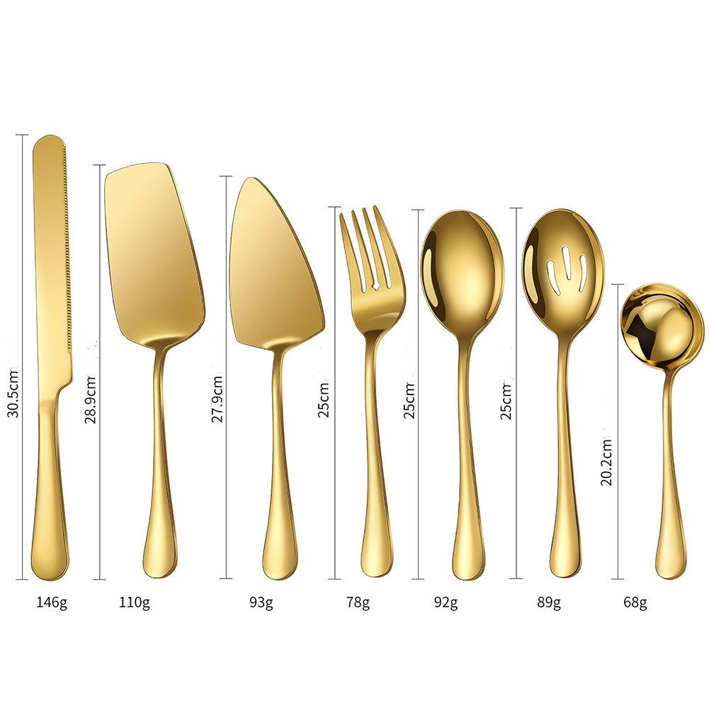KingLux Kochbesteck-Set 7-Teiliges Gold Besteck Set, Rostfreier Stahl Servierbesteck (7-tlg)