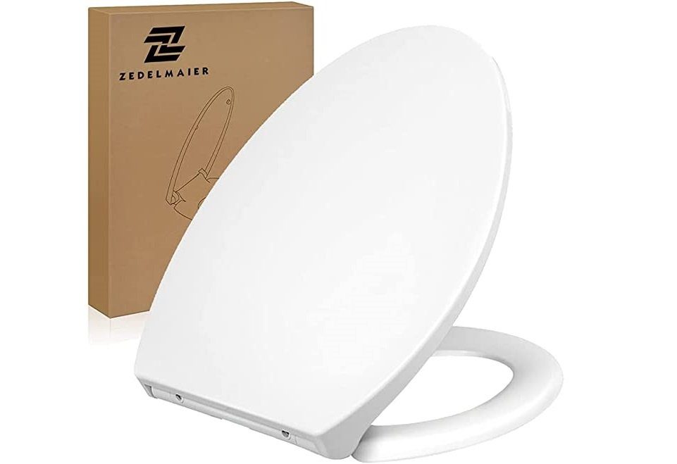 WC-Sitz Zedelmaier Крышки унитаза,WC Sitz Mit Absenkautomatik,Klodeckel, Universelle Oval mit Edelstahlscharnieren (Komplett-Set, WC Sitz inklusive allem Befestigungsmaterial und Anschlusskabel), BxL:‎ 37,2x41,1-45,7cm; Duroplast, mit Softclose; Reinigung abnehmbar