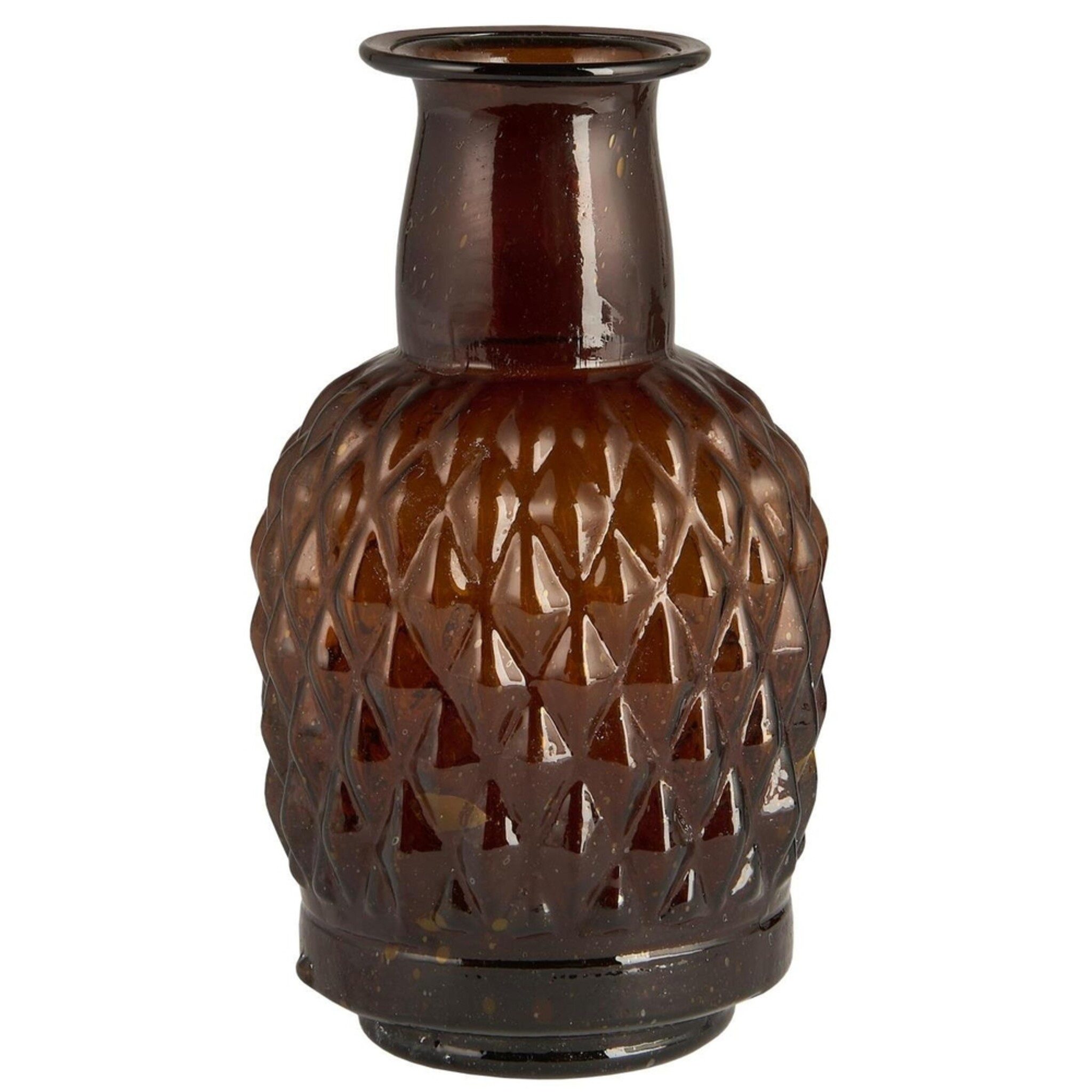 Ib Laursen Dekovase Vase langem Hals Karomuster mundgeblasen