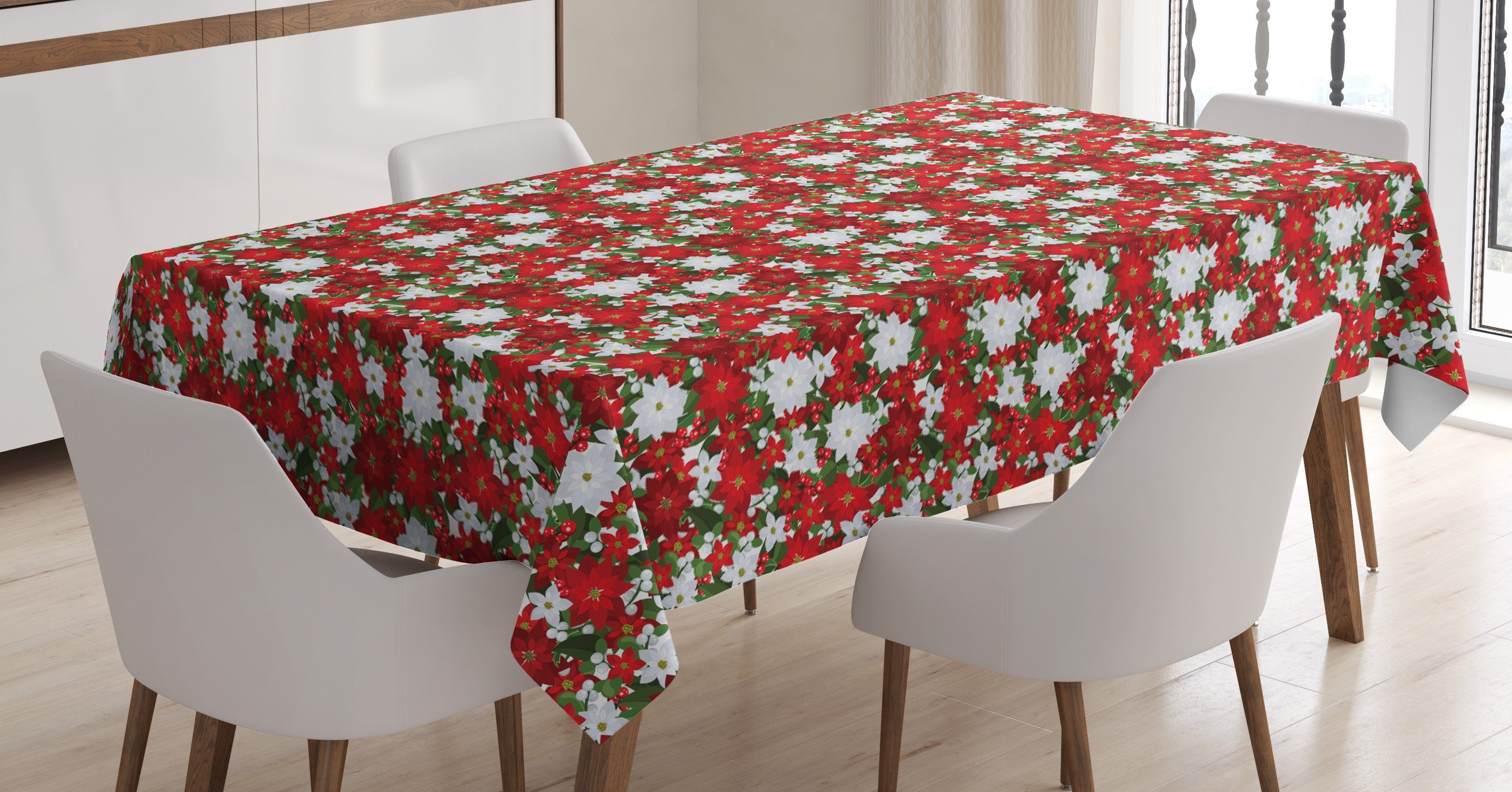 Abakuhaus Tischdecke Farbfest Waschbar Für den Außen Bereich geeignet Klare Farben, Weihnachten Holly Mistletoe
