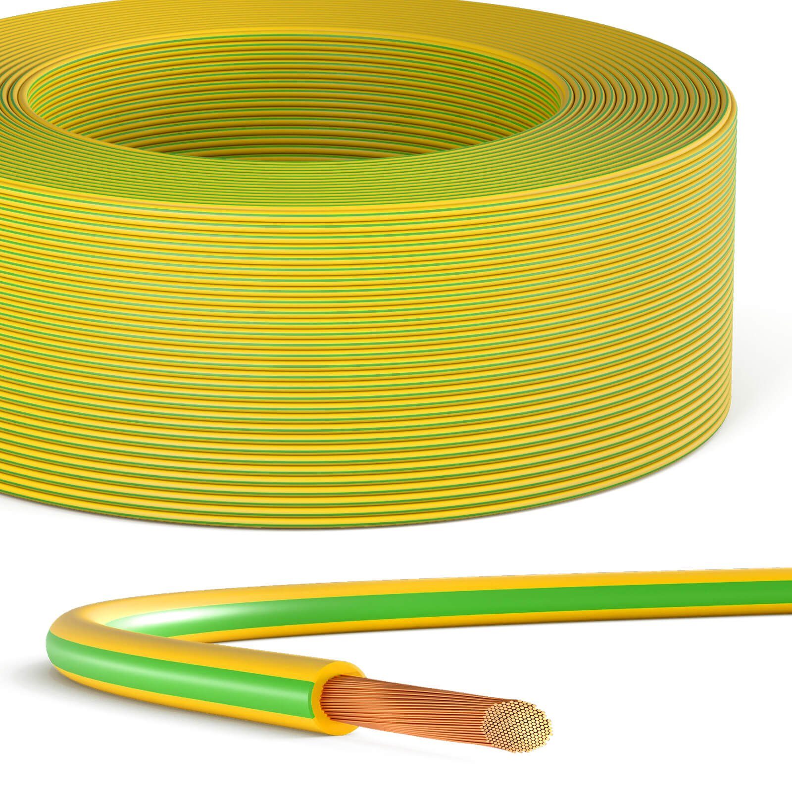 HB-DIGITAL PVC Aderleitung H07V-K flexibles Kabel Erdungskabel 6mm2 grün-gelb Solarkabel, (2000 cm), Das flexible Design erleichtert die Installation